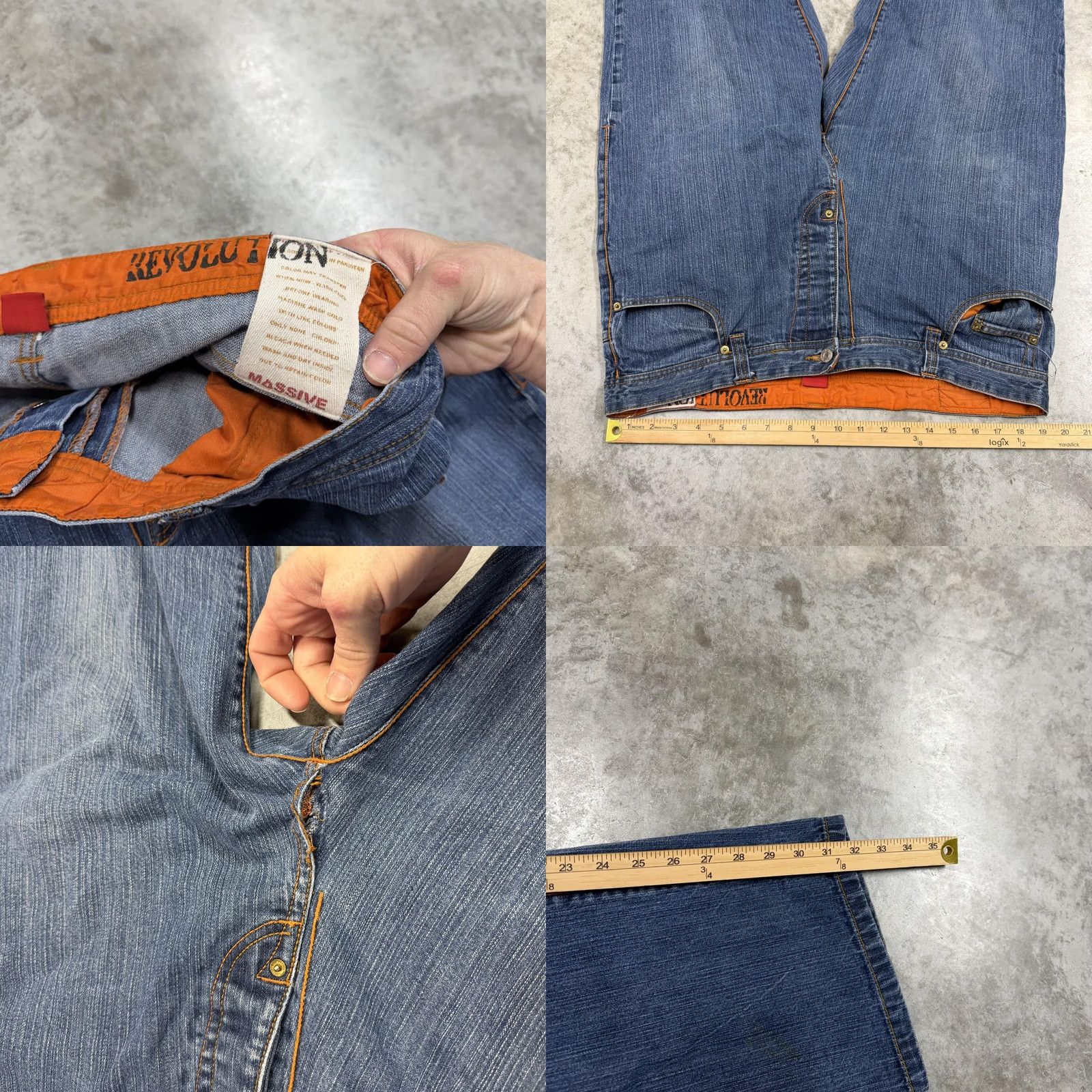 Denime Massive Jeans Mens 38x34 Blue Relaxed Fit Denim Pockets Southwestern Geometric Waist 38 Inseam 34 Classic Straight Vintage? Size US 38 / EU 54 - 8 Thumbnail