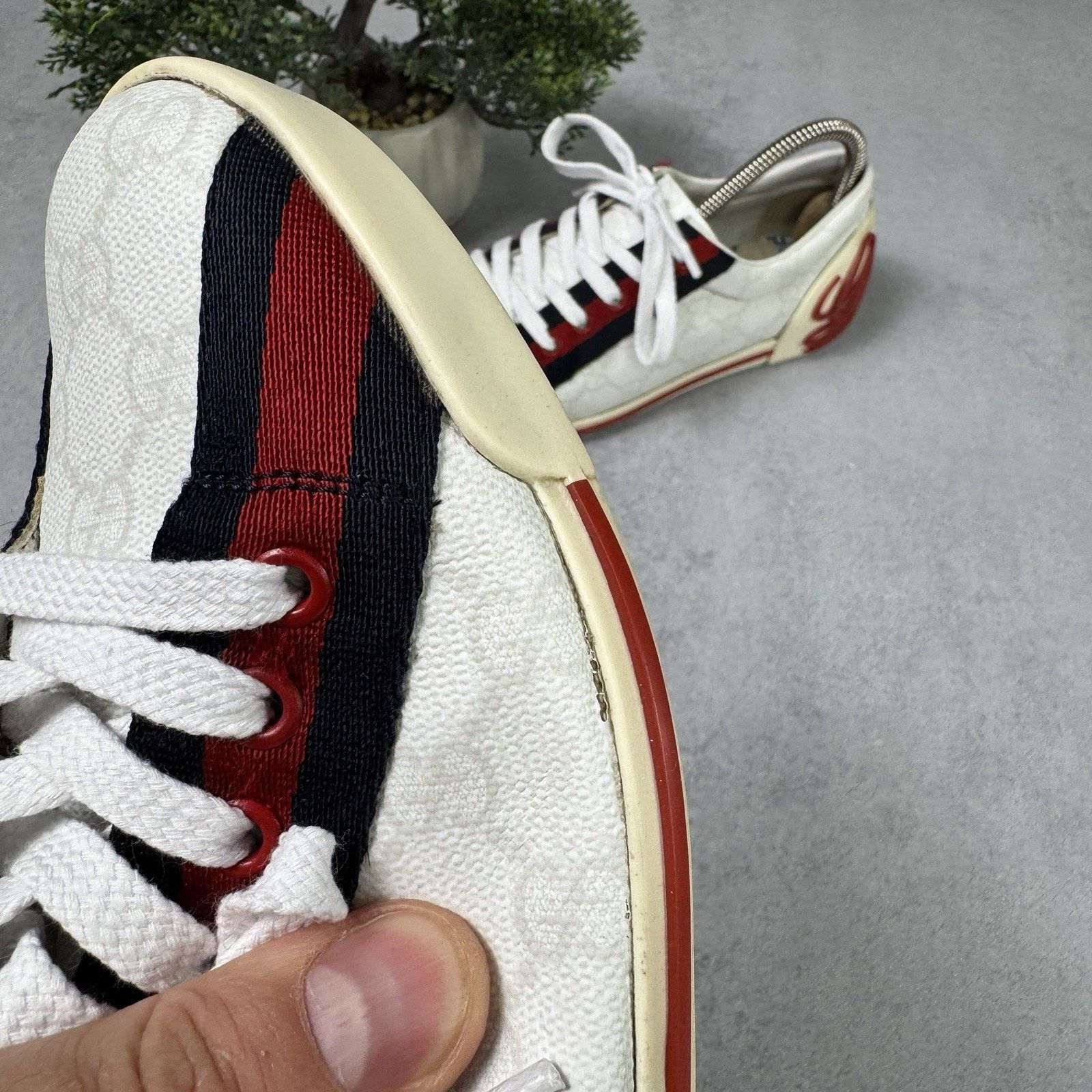 Gucci Gucci Sneakers GG Logo Monogram Stripe Leather White Y2K Size US 6 / IT 36 - 14 Thumbnail