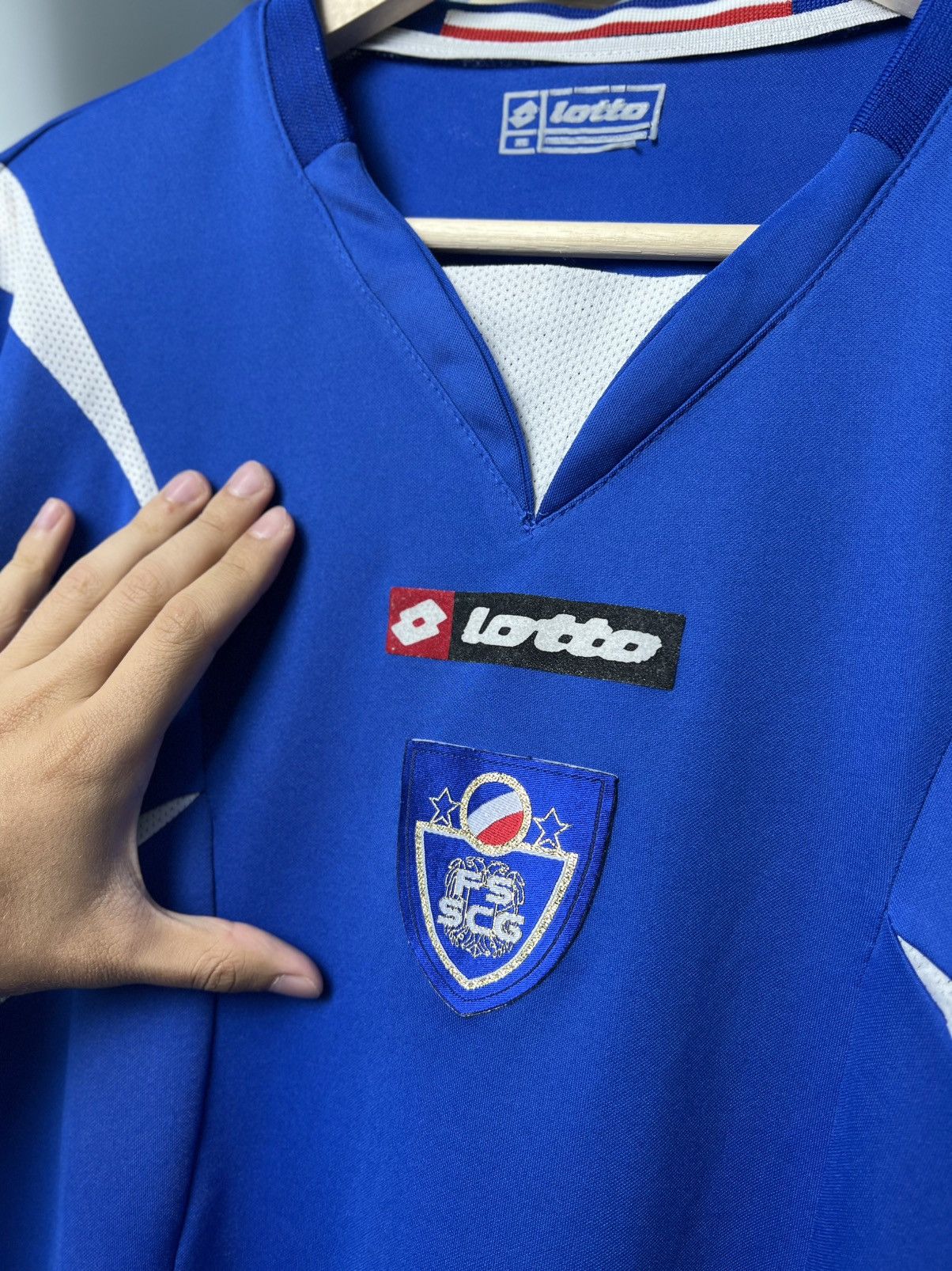 Lotto Sport Lotto Serbia Montenegro Home Jersey XL Blue 2000s Size US XL / EU 56 / 4 - 5 Thumbnail