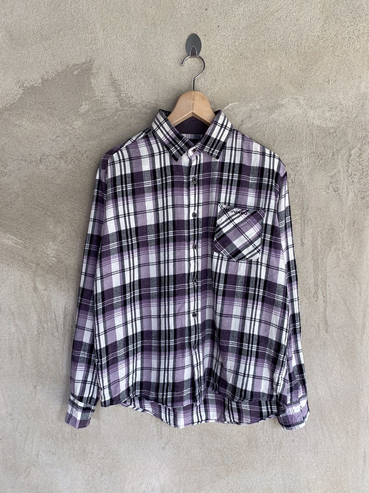 Japanese Brand Mr. Junko Rare Design Plaid Tartan Flannel Shirt Button Up Size US M / EU 48-50 / 2 - 2 Thumbnail