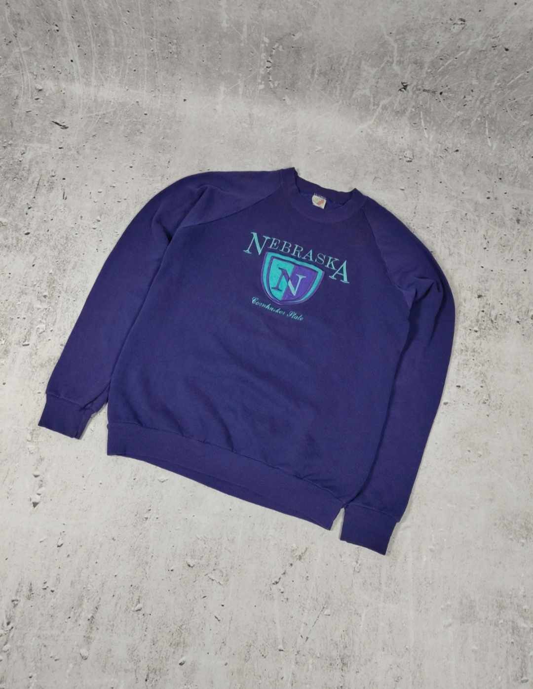 Jerzees × Vintage 90s Vintage Jerzees Nebraska Varsity Sweatshirt Crewneck Size US XL / EU 56 / 4 - 1 Thumbnail