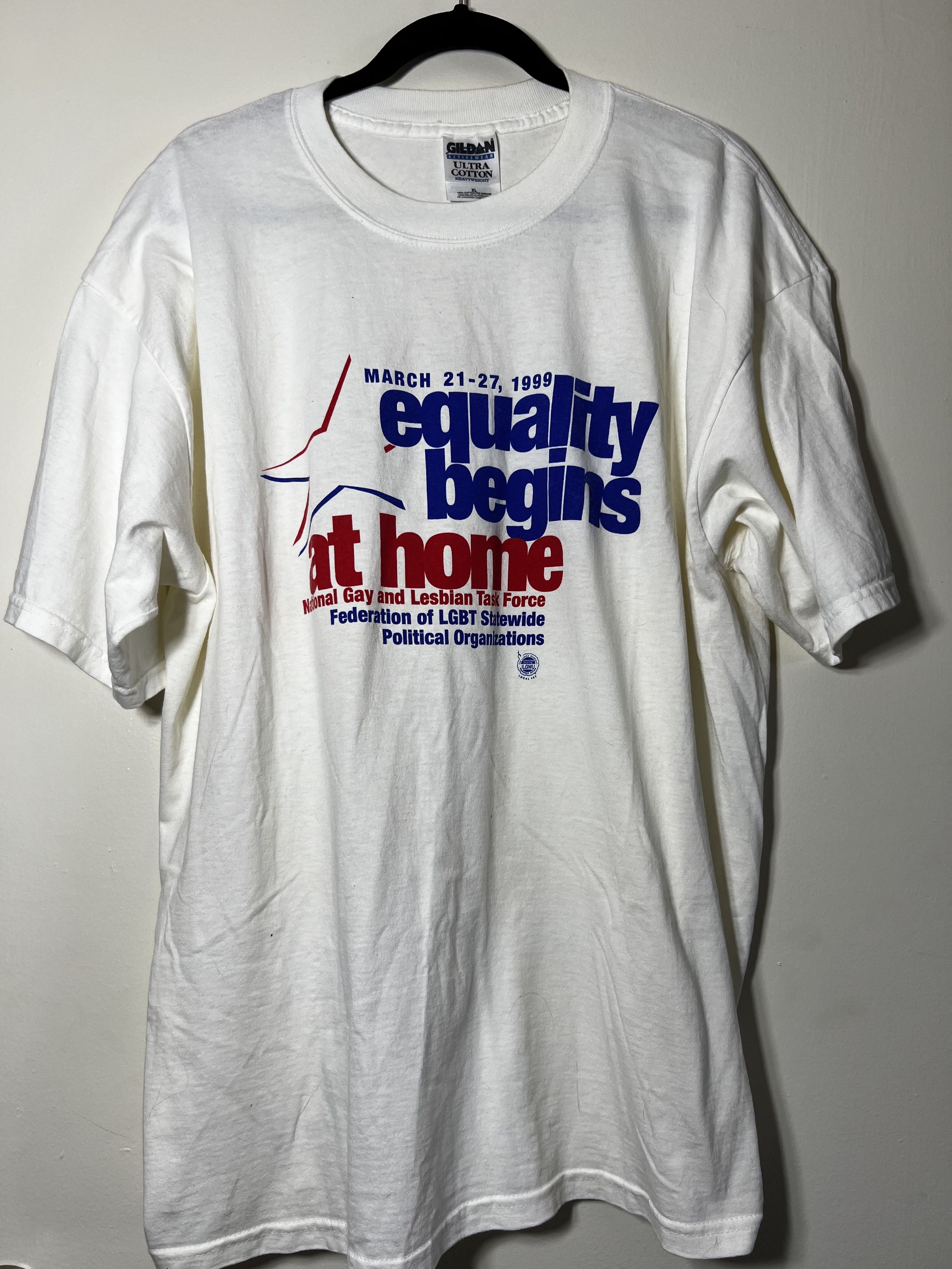 Vintage Vintage 1999 LGBT Equality Begins at Home Political T-Shirt Size US XL / EU 56 / 4 - 1 Thumbnail