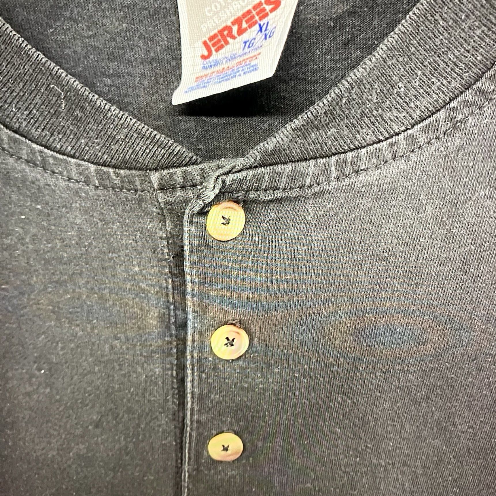 Jerzees Vintage JERZEES Men's XL Henley T-Shirt Black 90s Sports Grunge USA Retro Vintage Size US XL / EU 56 / 4 - 6 Thumbnail