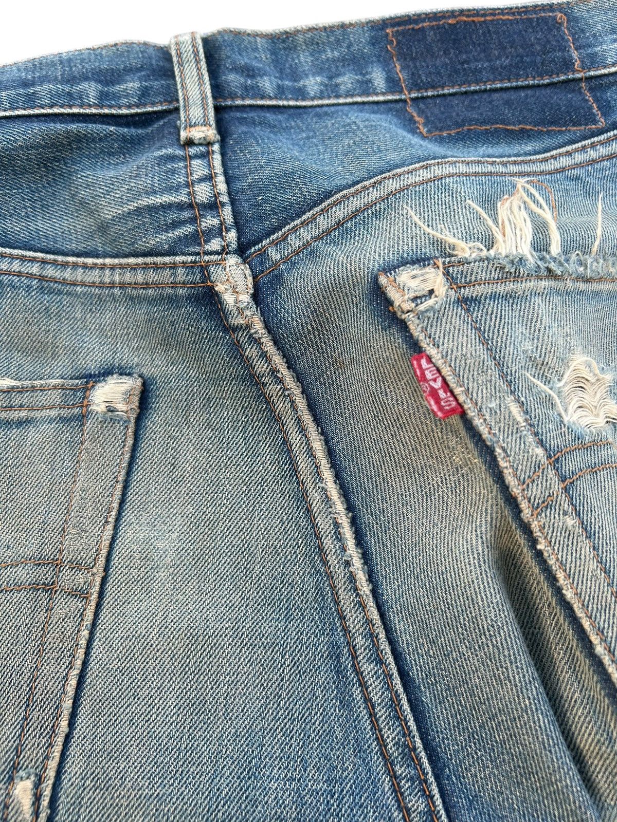 Japanese Brand × Kapital × Vintage Vintage Levis Selvedge BigE Distressed Short Denim Jeans Size US 31 - 18 Thumbnail