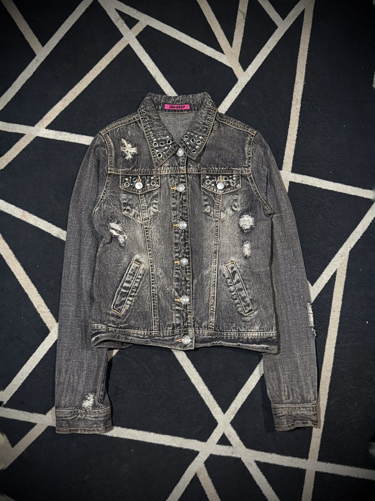 If Six Was Nine Japanese Studded Ring Digdeep Denim Jacket Distressed Size US S / EU 44-46 / 1 - 1 Thumbnail