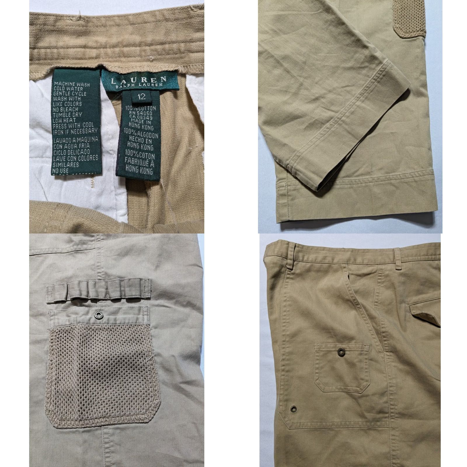 Ralph Lauren VTG LAUREN RALPH LAUREN Safari Women 12 Khaki Cotton Cropped Cargo Hunting Pants Size 34" / US 12 / IT 48 - 10 Thumbnail