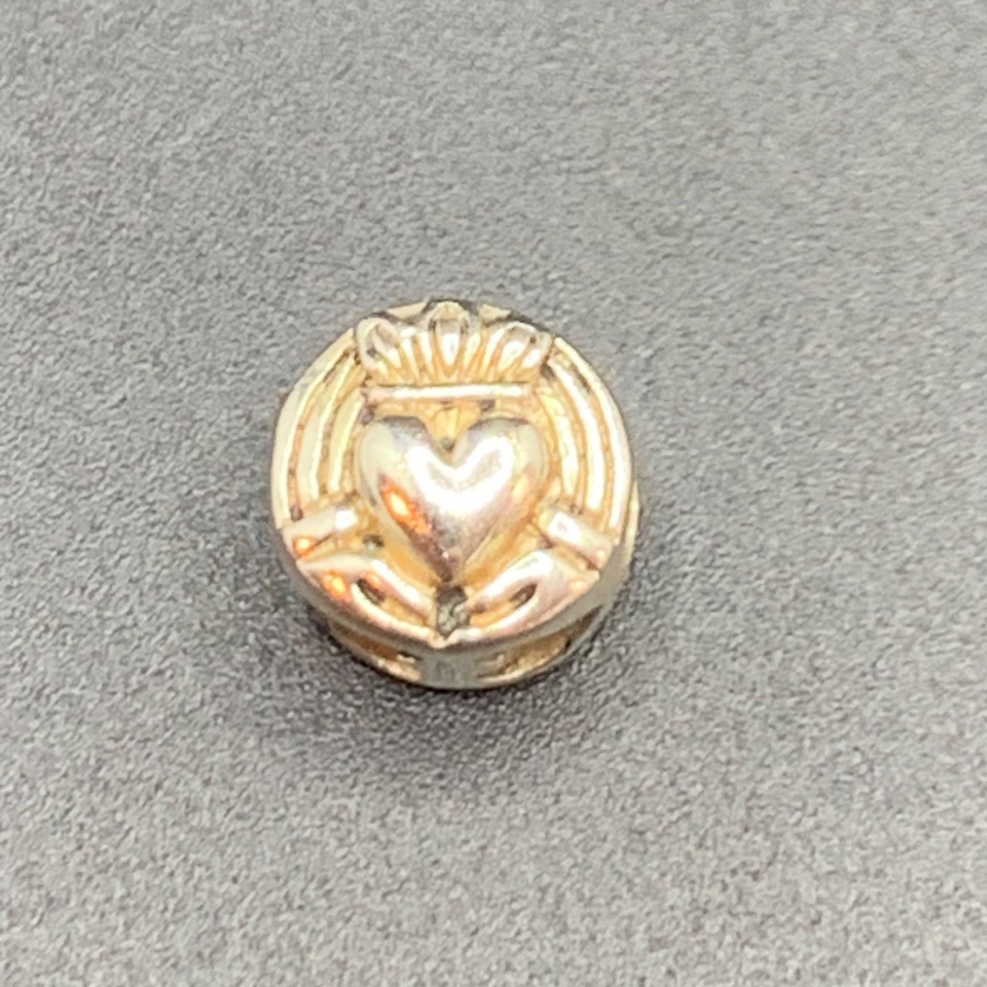Other Silver Tone Round Claddagh Heart Slide Charm w/ Darkened Hea Size ONE SIZE - 7 Thumbnail