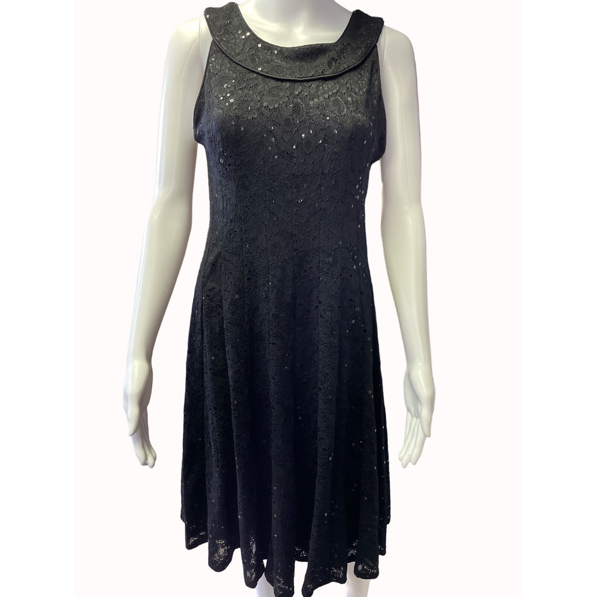 Other R & M Richards Women's Black Sleeveless Lace & Sequence Dres Size M / US 6-8 / IT 42-44 - 1 Thumbnail