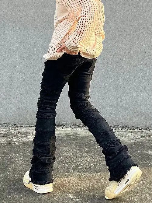 image of Vintage Faded Distressed Punk Ripped Pants in Black, Men's (Size 30)