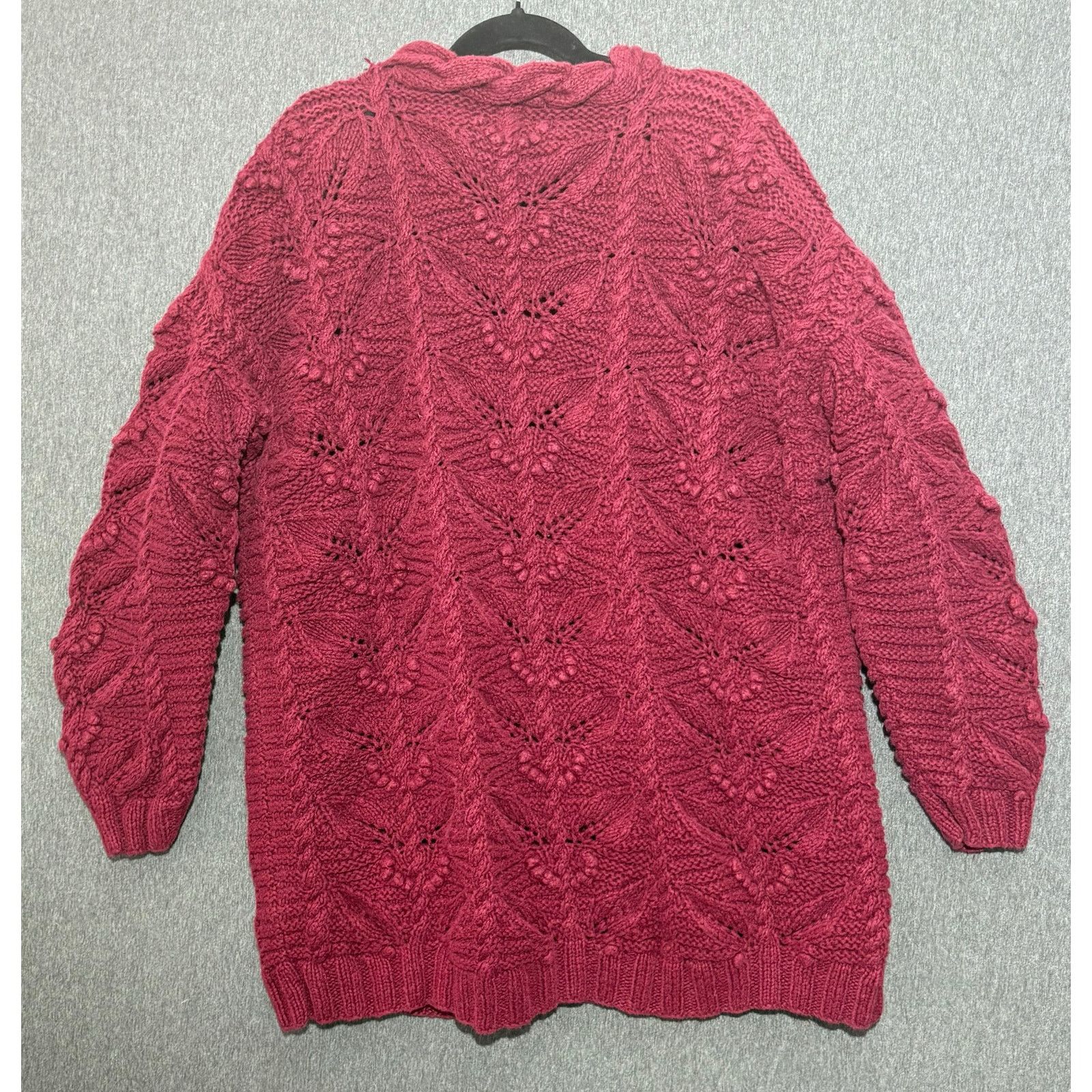 Other EXPRESS TRICOT | Cable Knit HEAVY Maroon Sweater | Large Size L / US 10 / IT 46 - 2 Thumbnail