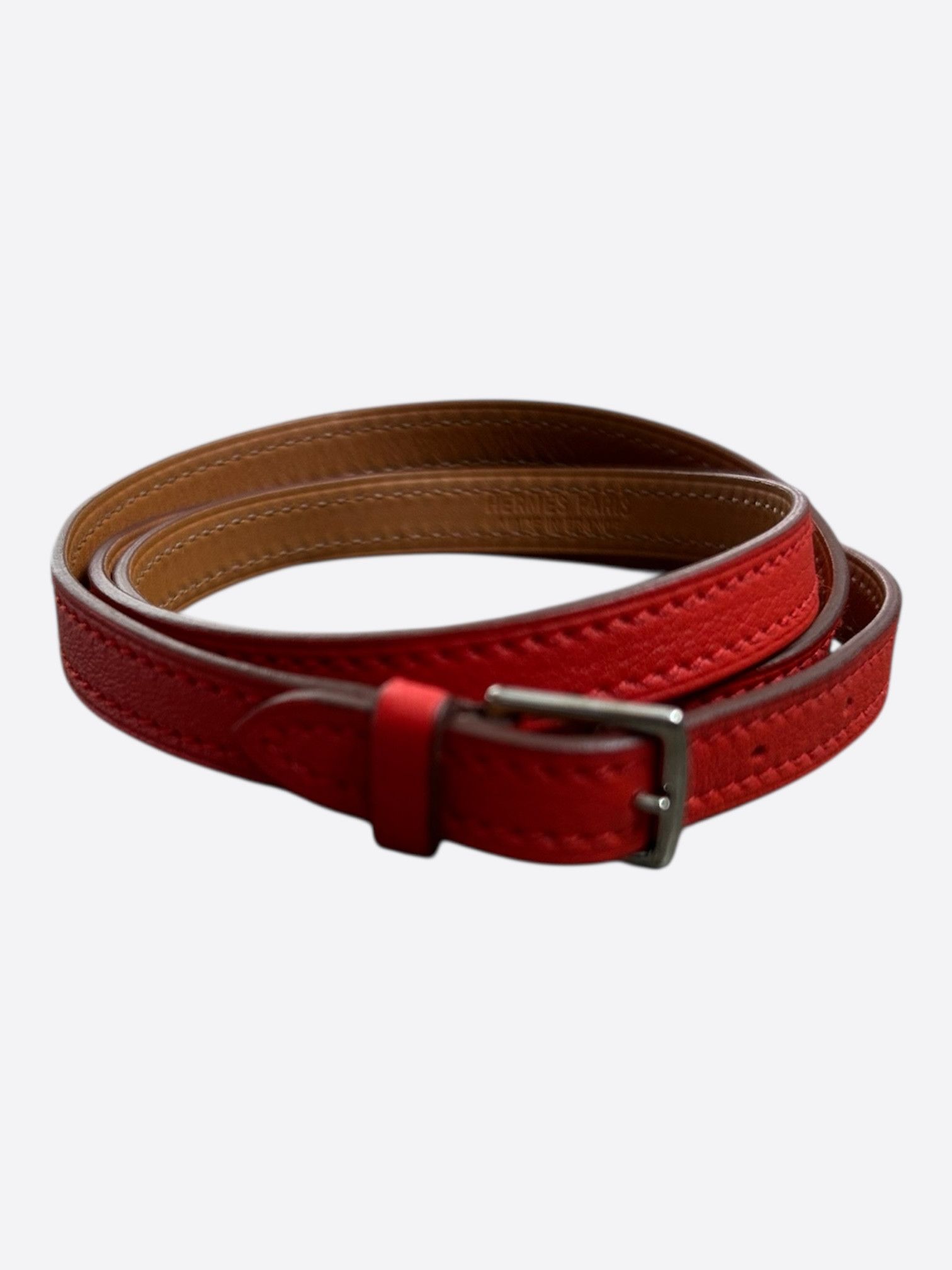 Hermes Red Swift & Palladium Hardware Etriviere Double Bracelet Size ONE SIZE - 1 Thumbnail