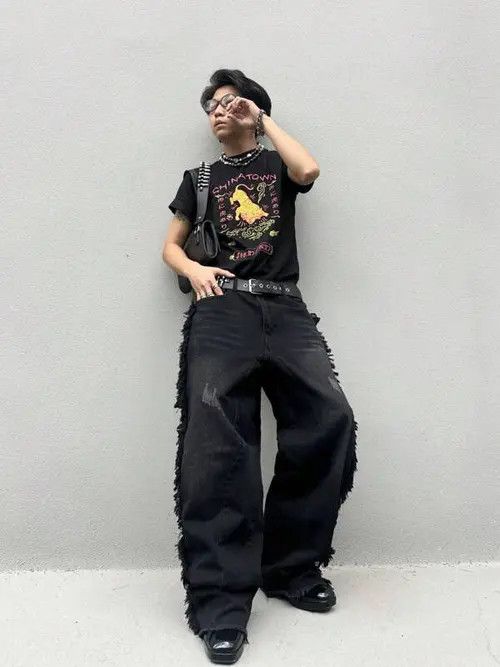 Jean Distressed Baggy Denim Jeans Stacked Opium Size US 36 / EU 52 - 3 Thumbnail
