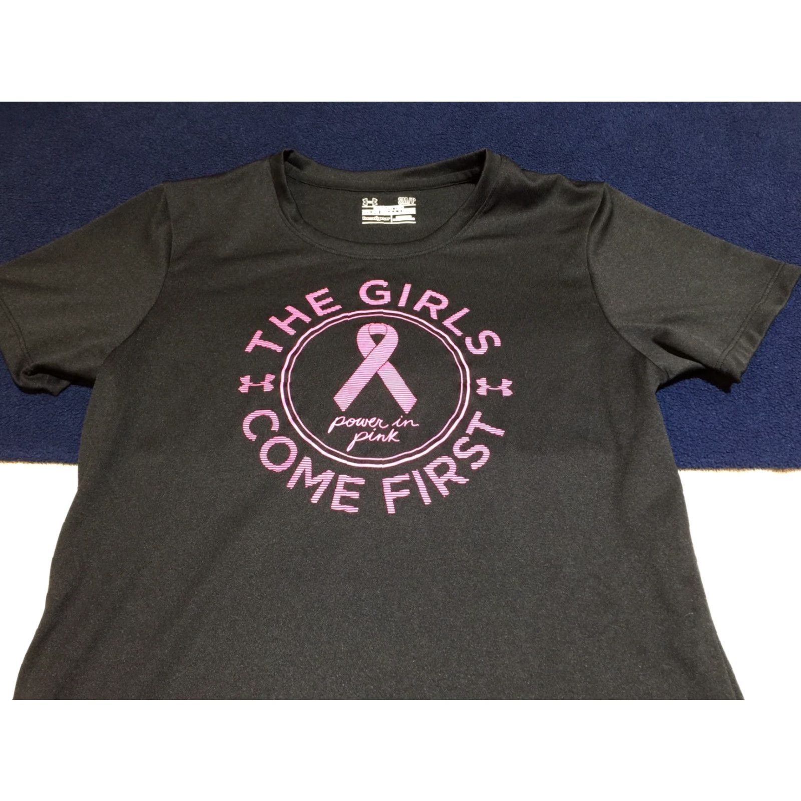 Under Armour VINTAGE UNDER ARMOUR HEATGEAR Power In Pink Women's T-Shirt S Black Girls First Logo Short Sleeve 2000s Girls Product Womens Size S / US 4 / IT 40 - 2 Thumbnail