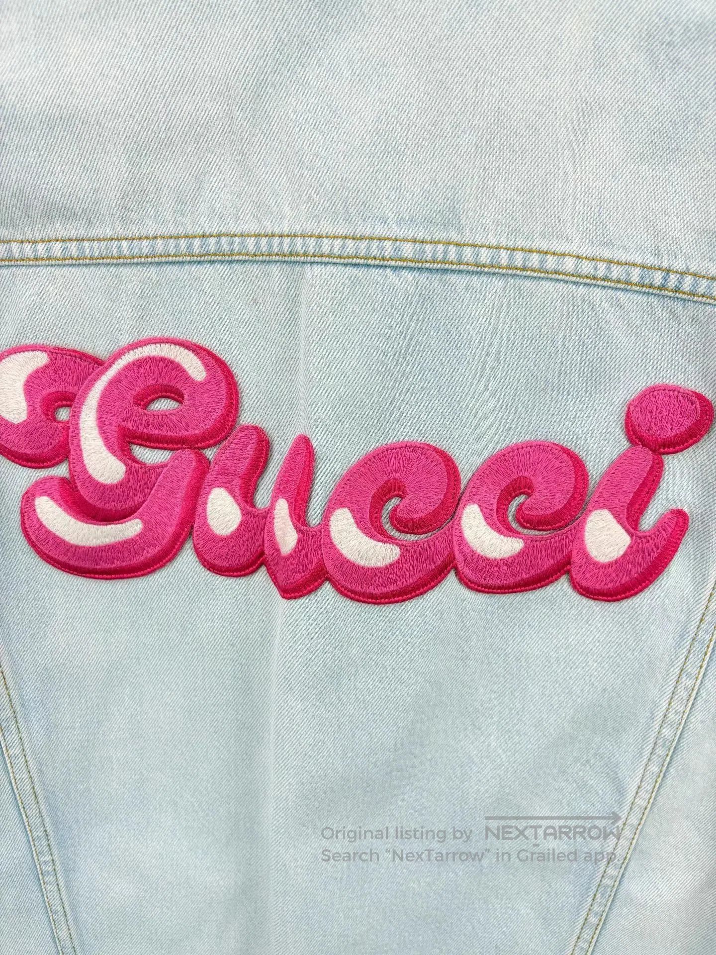Gucci Blue Denim Vest with Embroidered Back Detail. Size US M / EU 48-50 / 2 - 3 Thumbnail