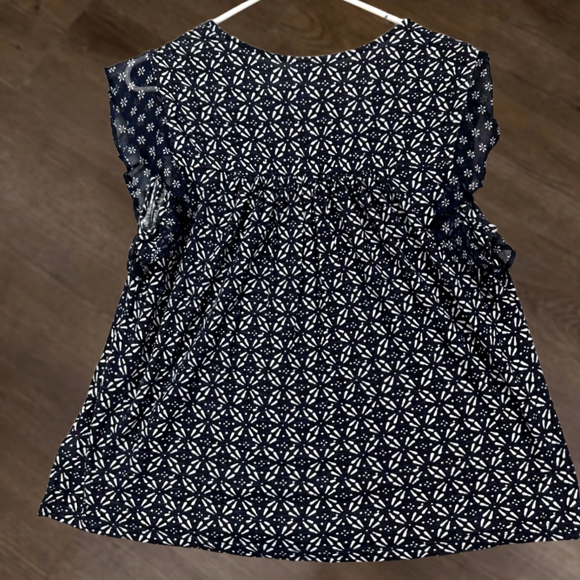 Lucky Brand Lucky Brand Shirt Womens Large Blue Floral Knit Ruffles Blouse Sleeveless Ladies Size L / US 10 / IT 46 - 1 Thumbnail