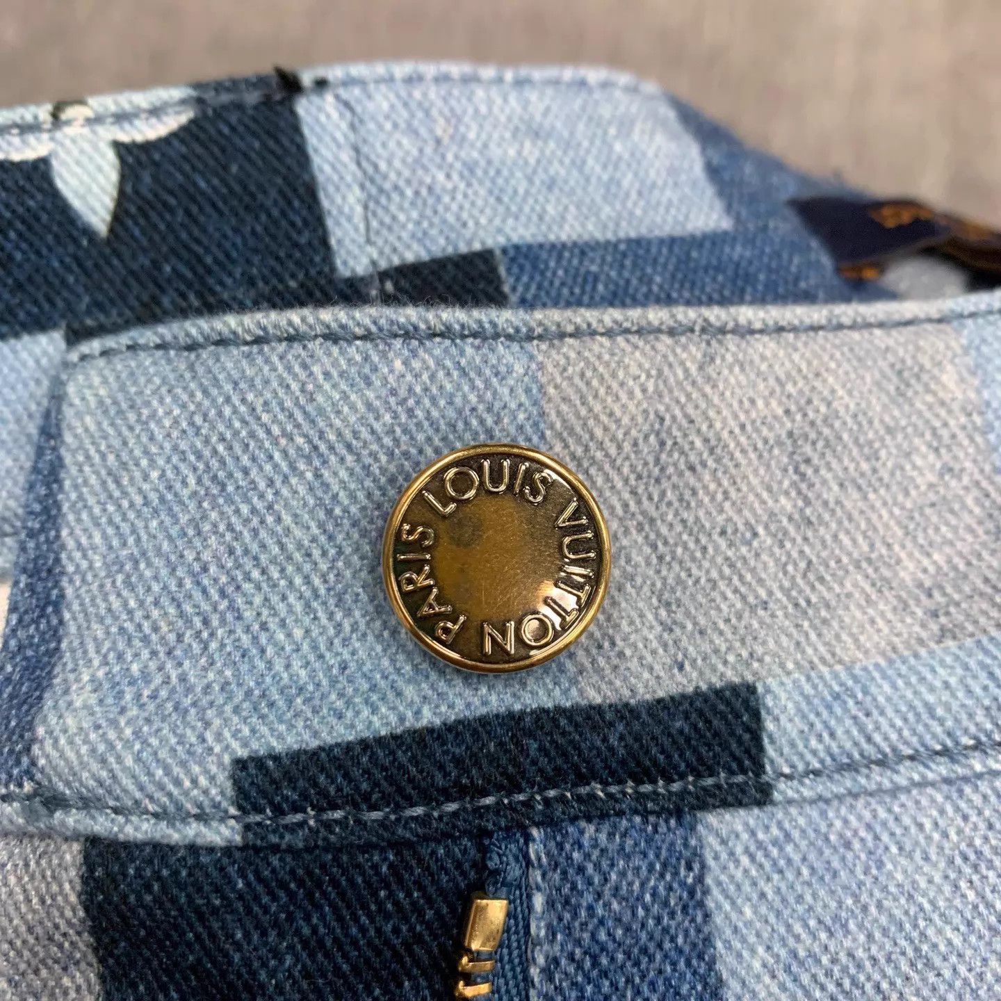 Louis Vuitton LV Blue Color-Blocked Check Jeans 36 98% New Size 26" / US 2 / IT 38 - 9 Thumbnail