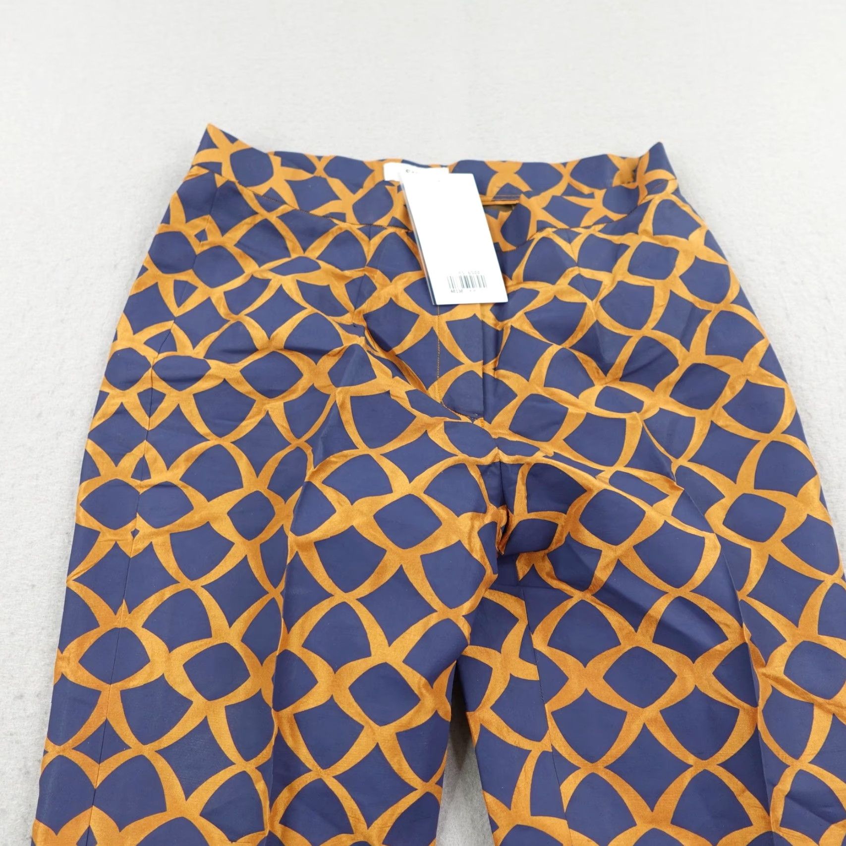 Vintage SANIA MASKATIYA Dress Pants Womens Small Blue Orange Geometric Print Lightweight Slacks NEW Size 28" / US 6 / IT 42 - 2 Thumbnail
