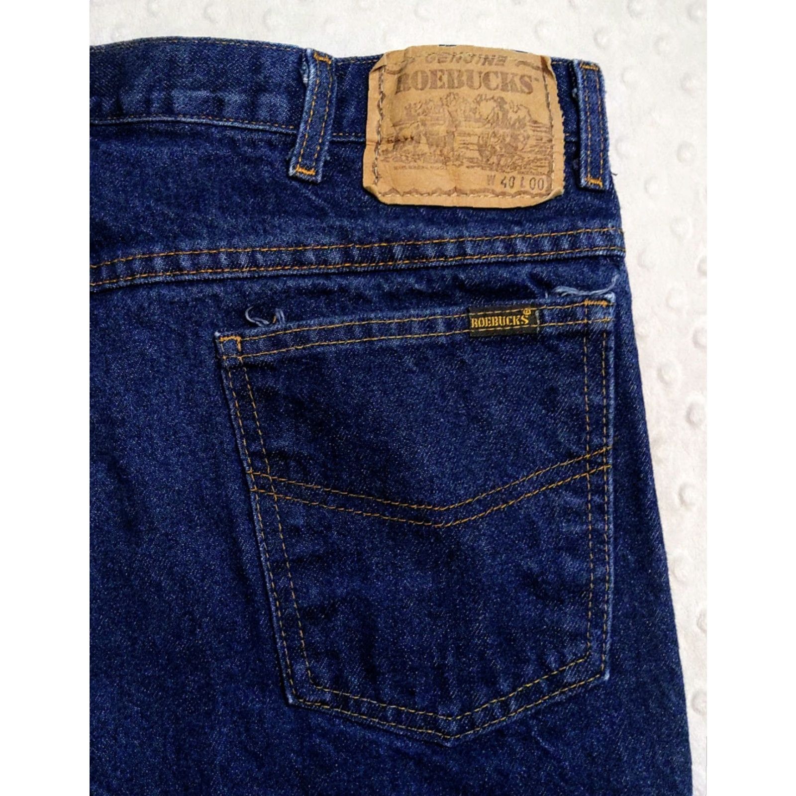 Sears VINTAGE Roebuck & Co. Jeans Mens 40x30 Blue 5-Pocket Denim Bootcut High Rise 70s 80s USA Western Workwear Heritage Military? Size US 40 / EU 56 - 6 Thumbnail