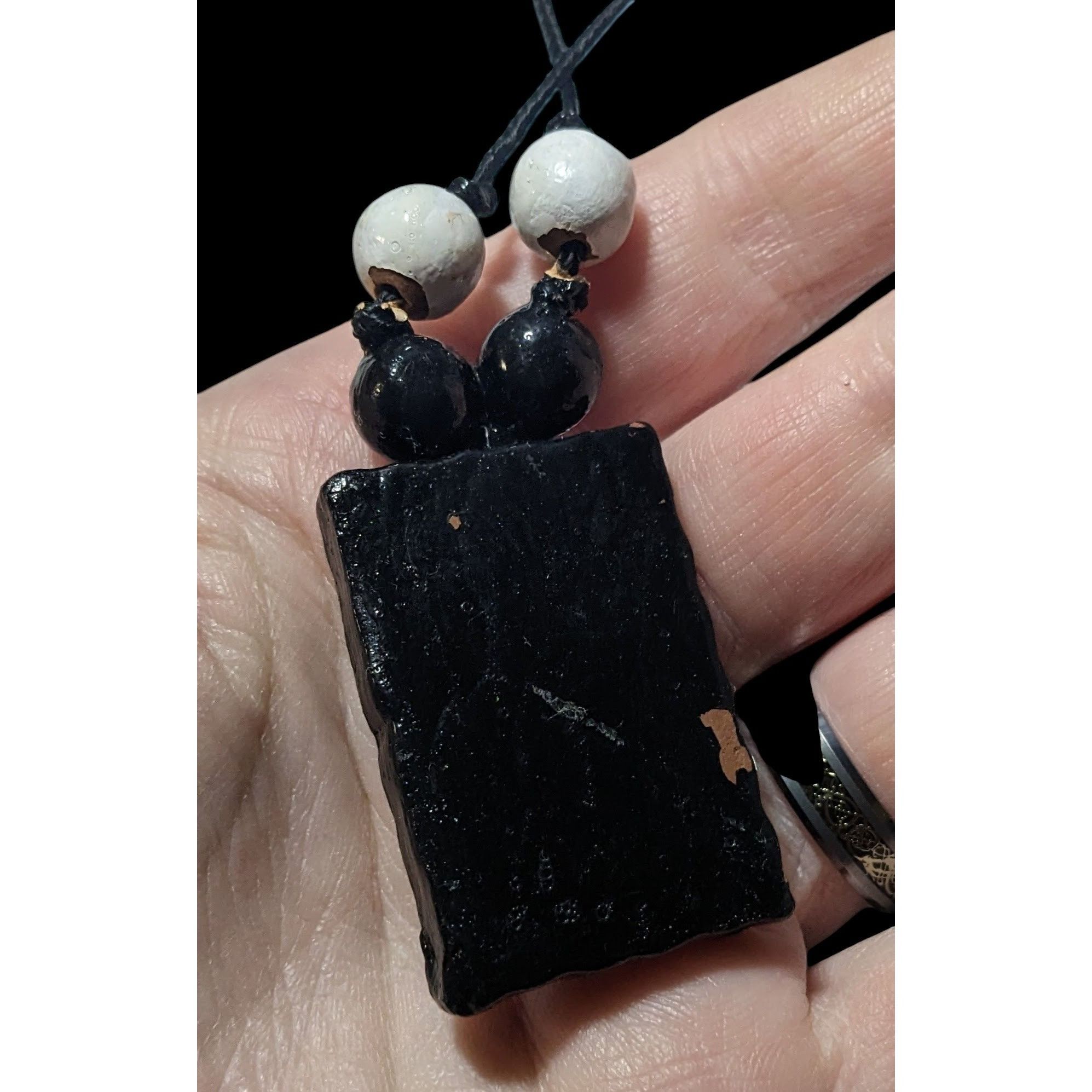 Other Vintage Terra Cotta Black And White Primitive Person Pendant Size ONE SIZE - 4 Thumbnail