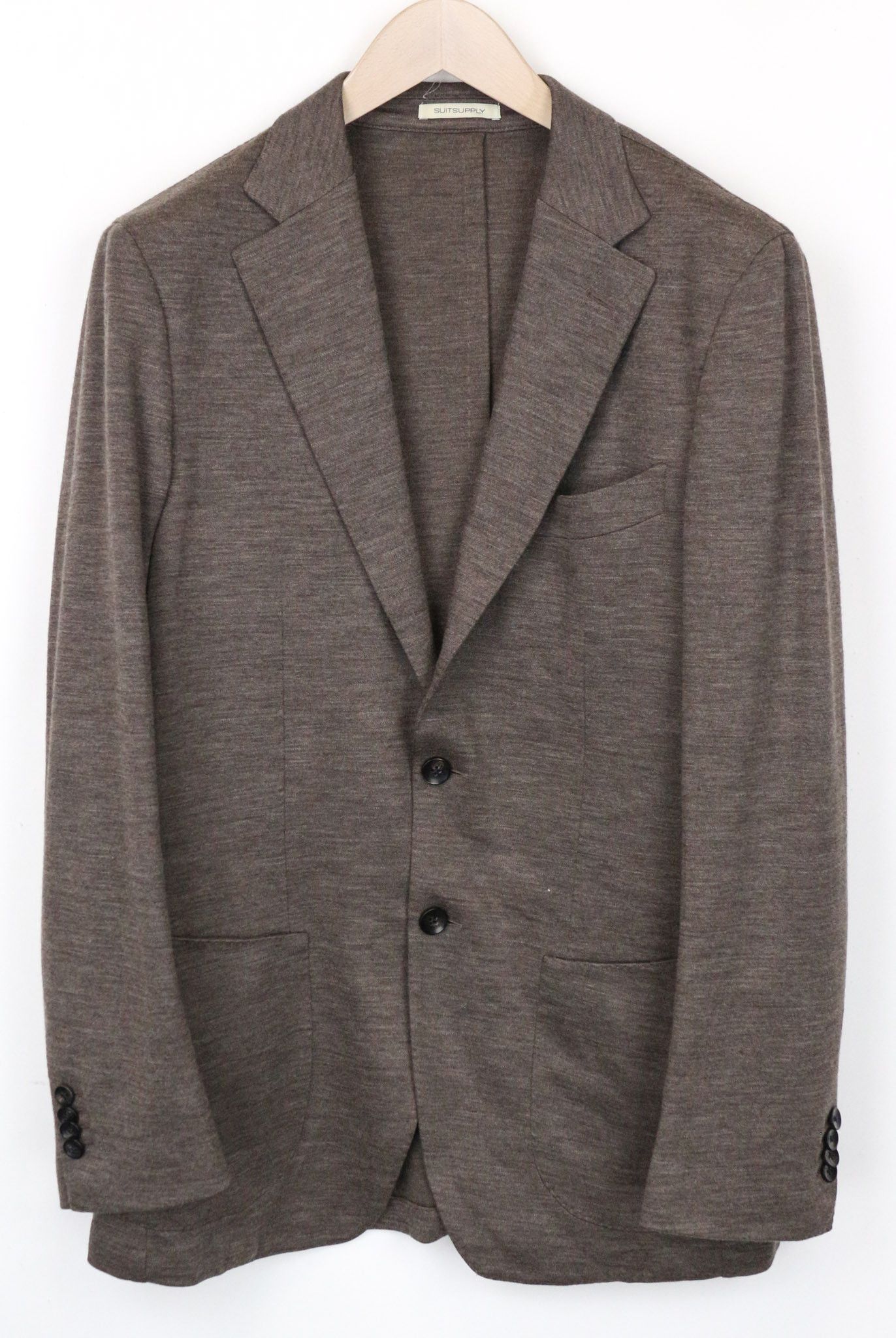 image of Suitsupply Lazio Uk42R Brown Jersey Melange Wool Cotton Blazer 71697, Men's