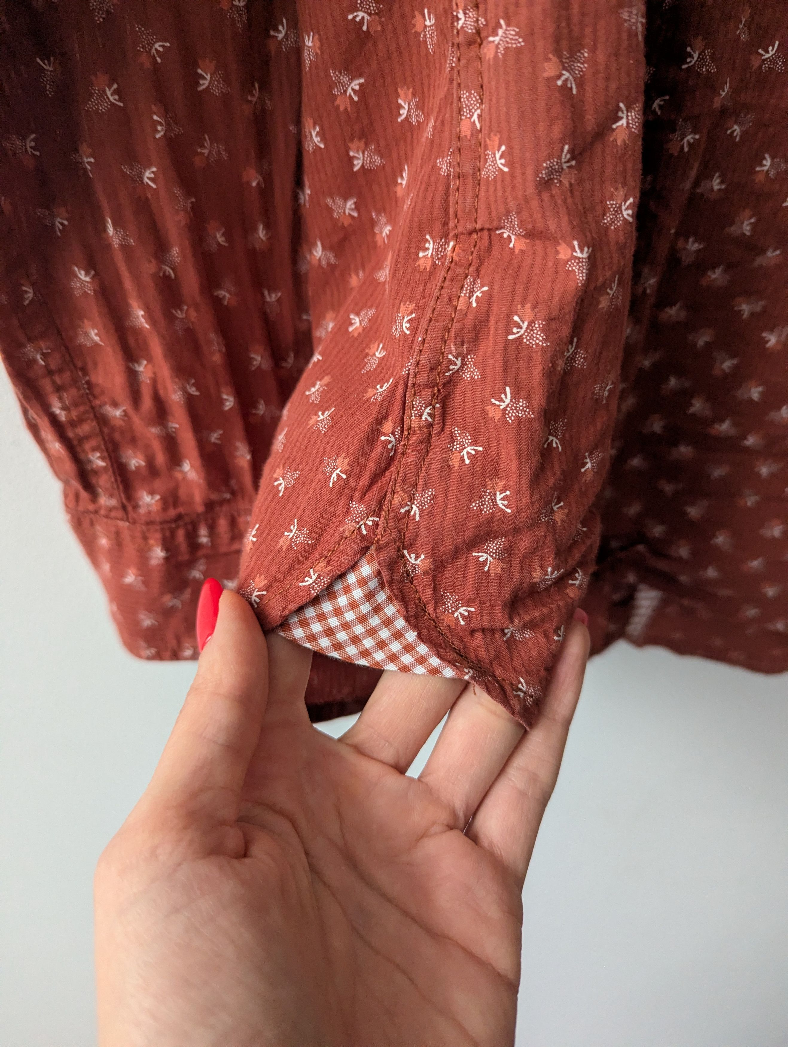 Tommy Hilfiger Tommy Hilfiger Printed Cotton Shirt Fitted Rust Orange Brown Size M / US 6-8 / IT 42-44 - 11 Thumbnail