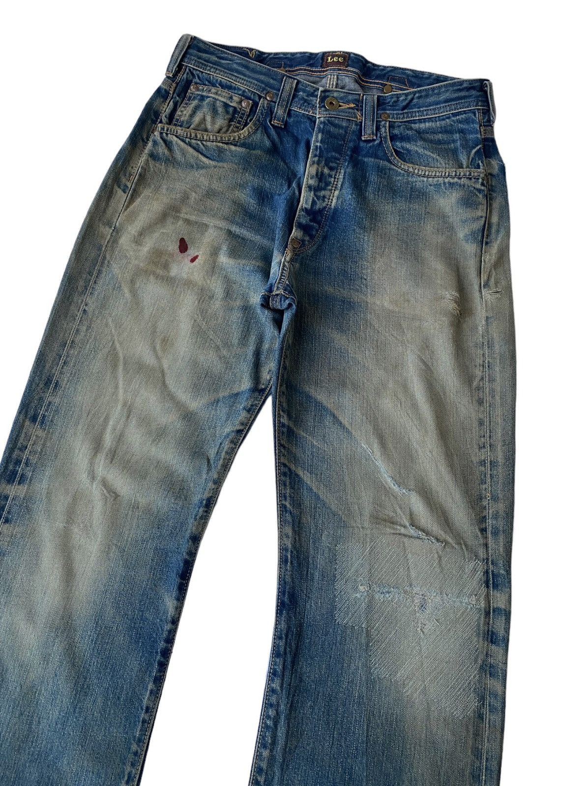 Lee VINTAGE LEE x UNION MADE SELVEDGE DISTRESS DENIM BUCKLE BACK Size US 30 / EU 46 - 10 Thumbnail