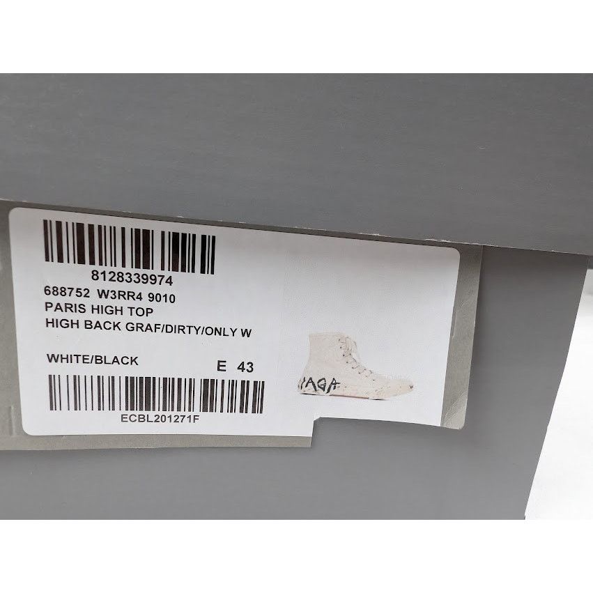 Balenciaga o1rshd1 Paris High-Top Sneakers in Black/White Size US 10 / EU 43 - 22 Thumbnail
