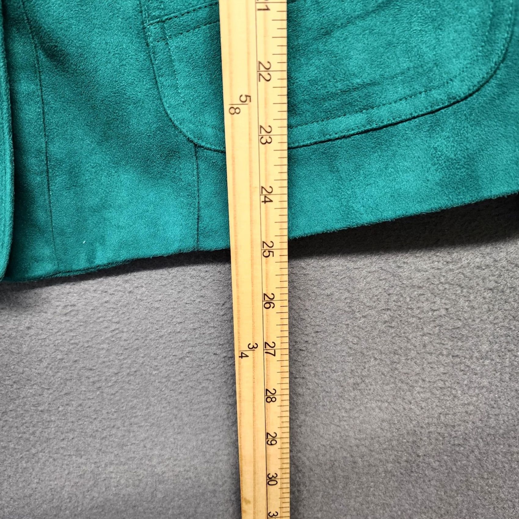 Altea VINTAGE TanJay Jacket Womens 12 Teal Green Faux Suede Button Front Zip Pockets Lined Size XL / US 12-14 / IT 48-50 - 5 Thumbnail