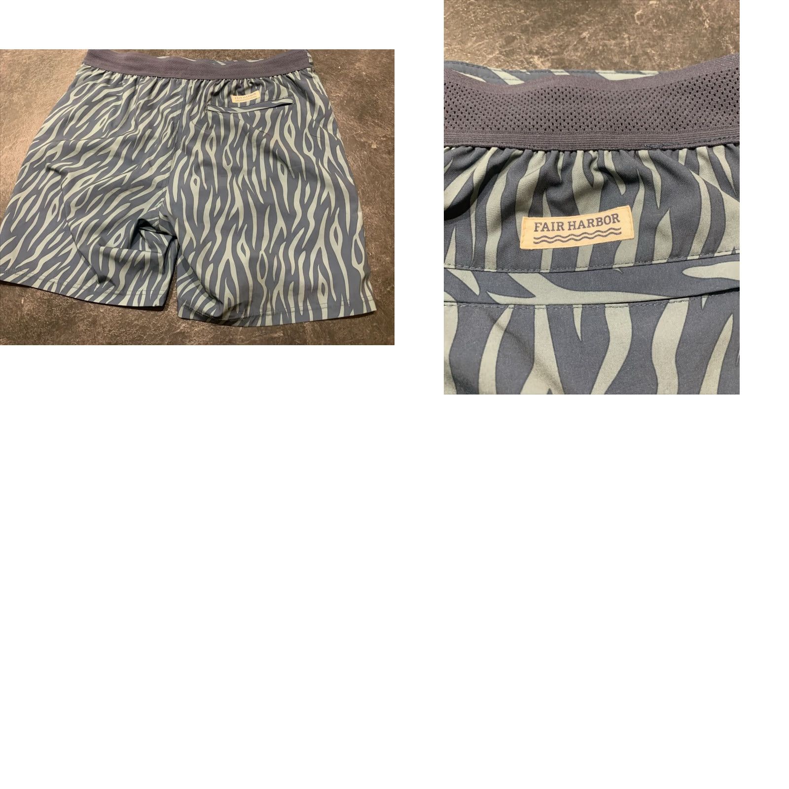 Vintage Fair Harbor Swim Shorts Mens XL Navy Blue Gray Lined 7” Beach Shorts Size US 36 / EU 52 - 8 Thumbnail
