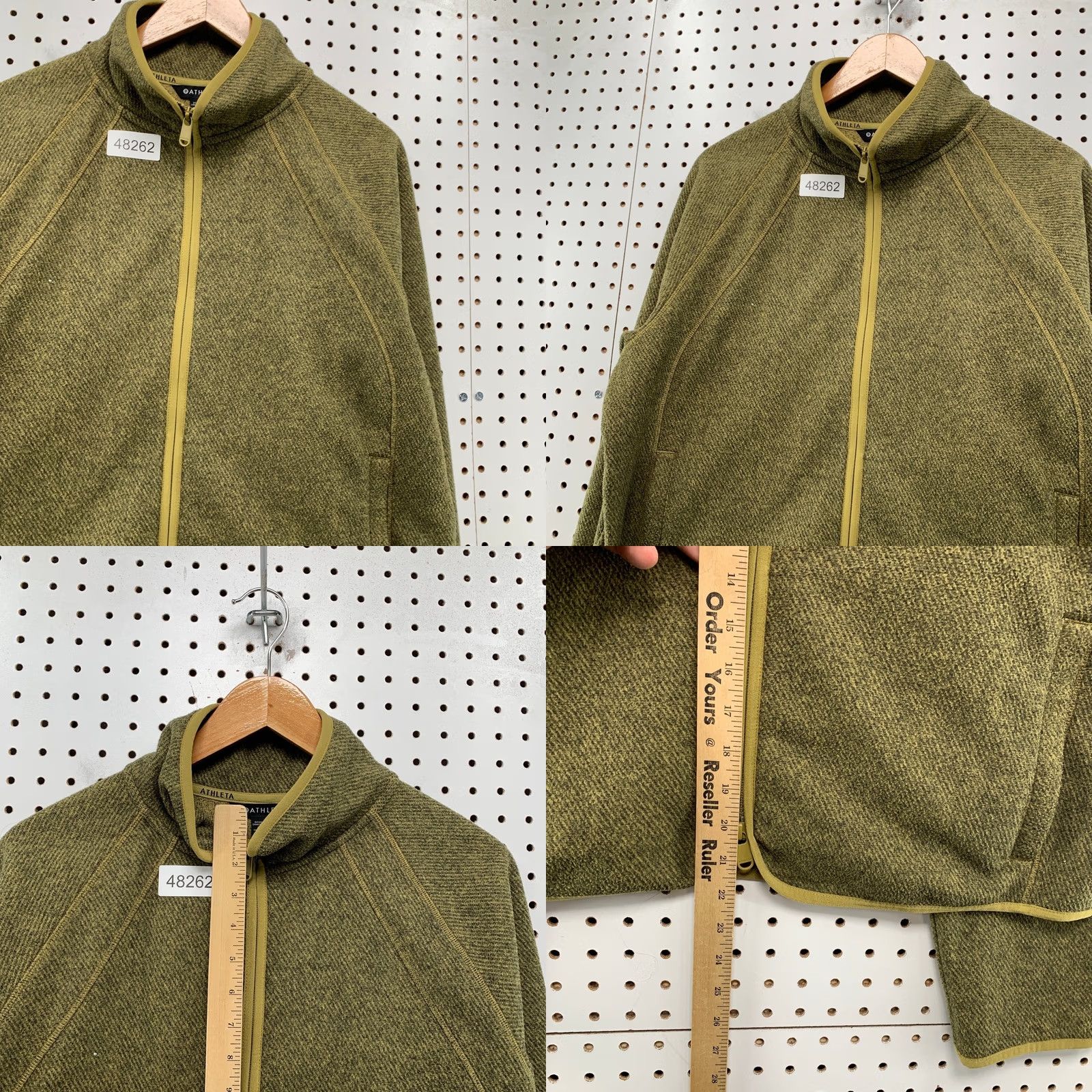Athleta Athleta Fleece Zip Jacket Womens Large Olive Green Stroll Full Collared Size L / US 10 / IT 46 - 8 Thumbnail