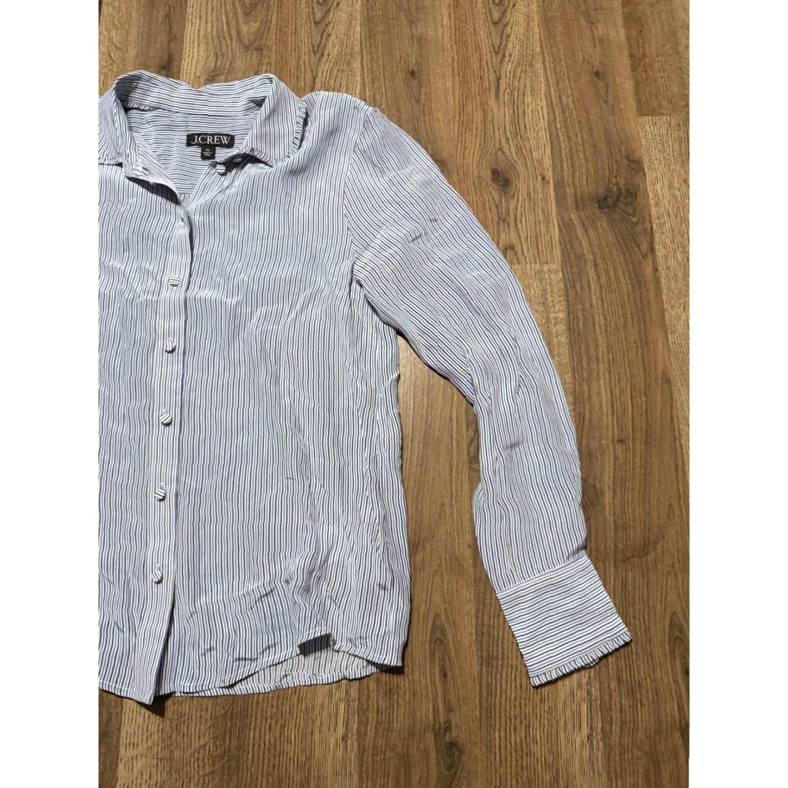 J.Crew J.CREW Shirt Womens XS Black White Blue Striped Long Sleeve Button-Up Shirt Size XS / US 0-2 / IT 36-38 - 4 Thumbnail