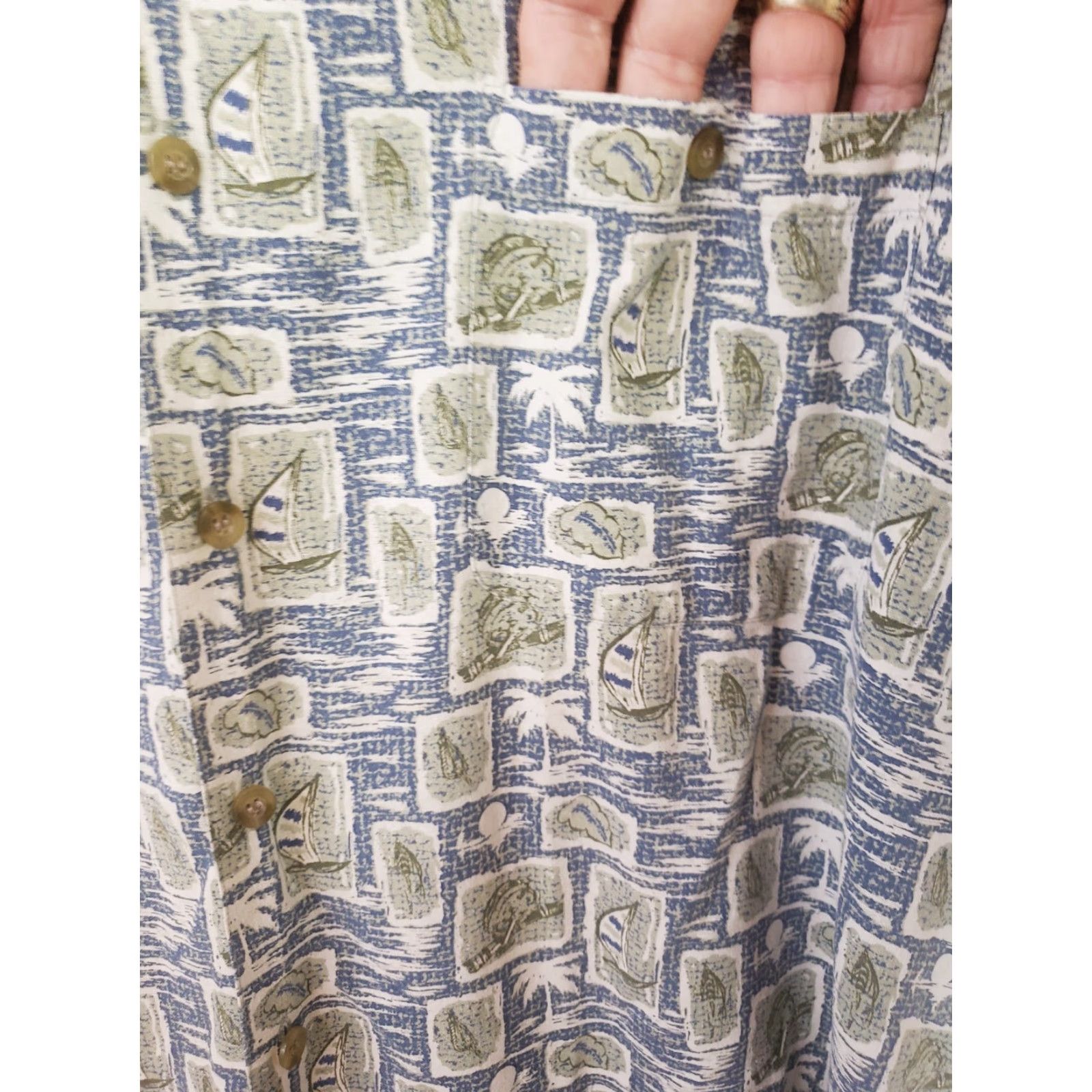 Vintage Summa Silk Shirt Mens L Lightweight Geometric Silk Button-Up Short Sleeve Collared Blue Green Vintage Size US L / EU 52-54 / 3 - 4 Thumbnail