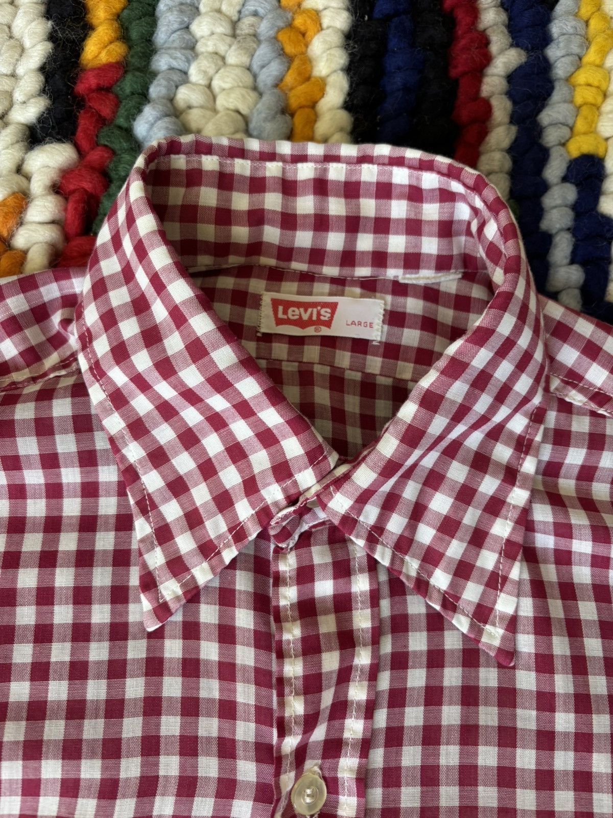 Levi's Vintage Clothing Levis Big E Red Checkered Button Up 1960s Size US L / EU 52-54 / 3 - 4 Thumbnail