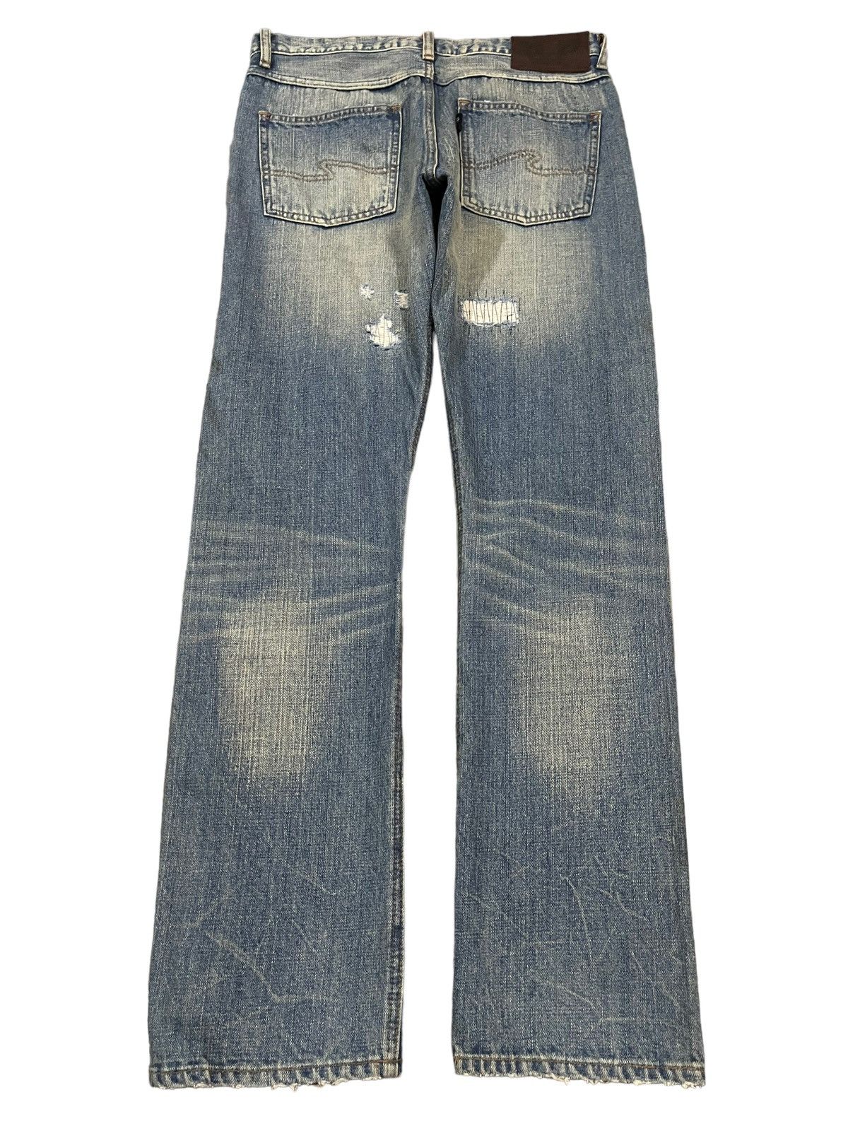 If Six Was Nine Vintage Japan Brand Blue Wash Distress Sashiko Style Jeans Size US 31 - 2 Thumbnail