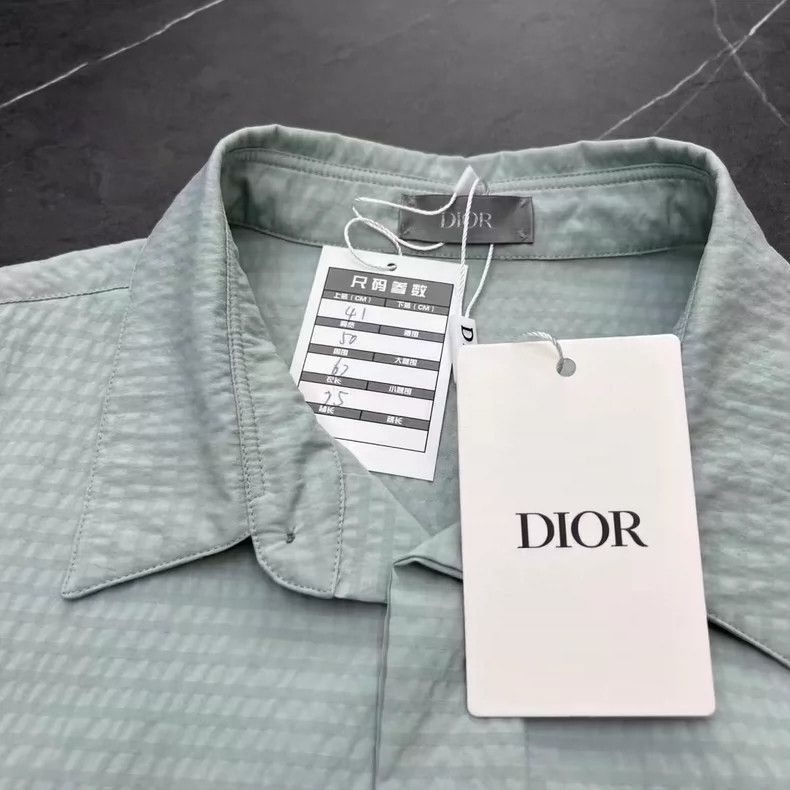 Dior Mint Green Pleated Short Sleeve Shirt-2505 Size US M / EU 48-50 / 2 - 6 Thumbnail