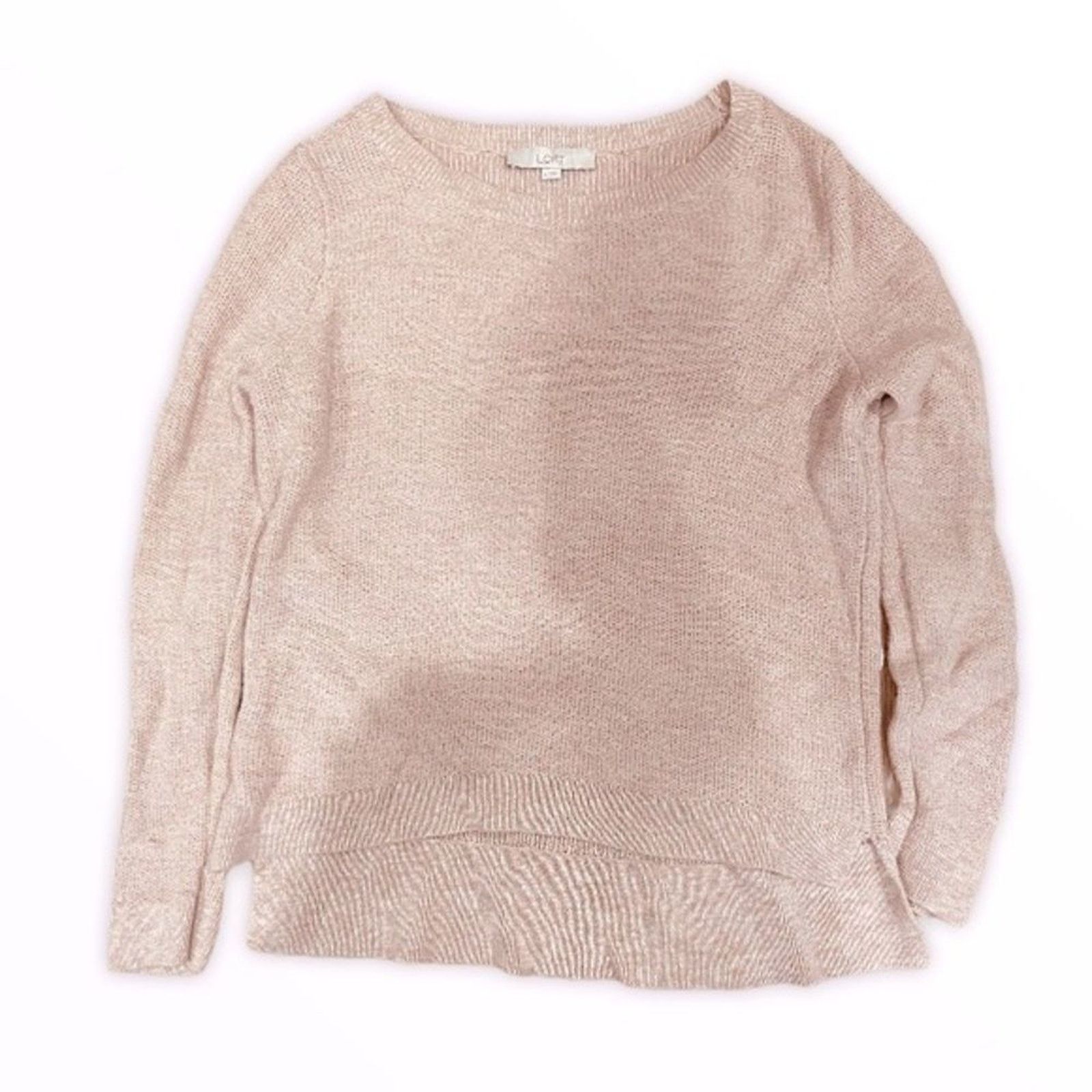 Loft LOFT Ann Taylor Women's Champagne Knit Sweater Sz L Size L / US 10 / IT 46 - 2 Thumbnail