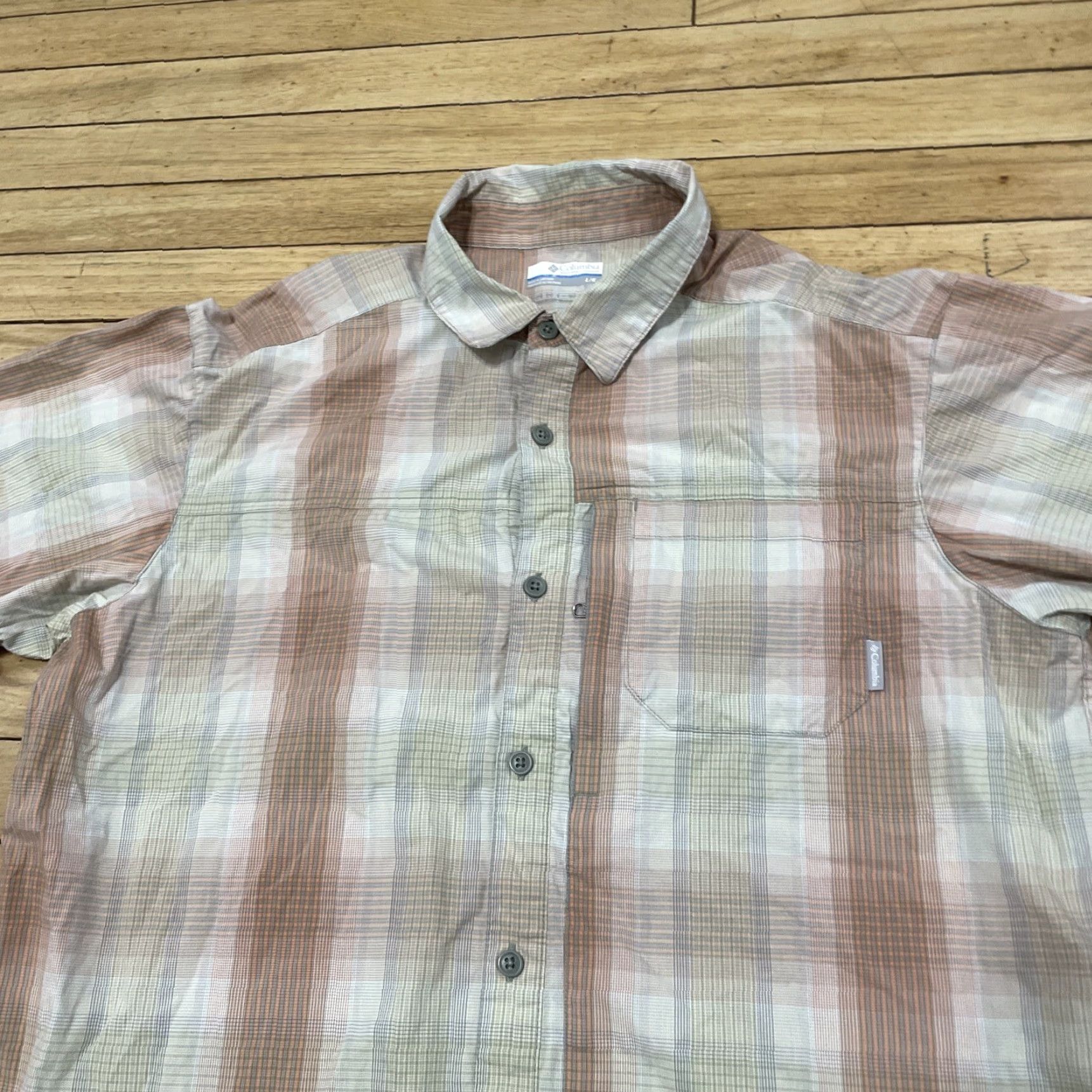 Vintage Columbia Button Shirt Men L Orange Plaid Omni Wick Short Sleeve Front Pocket Zip Pocket Outdoor Size US L / EU 52-54 / 3 - 4 Thumbnail