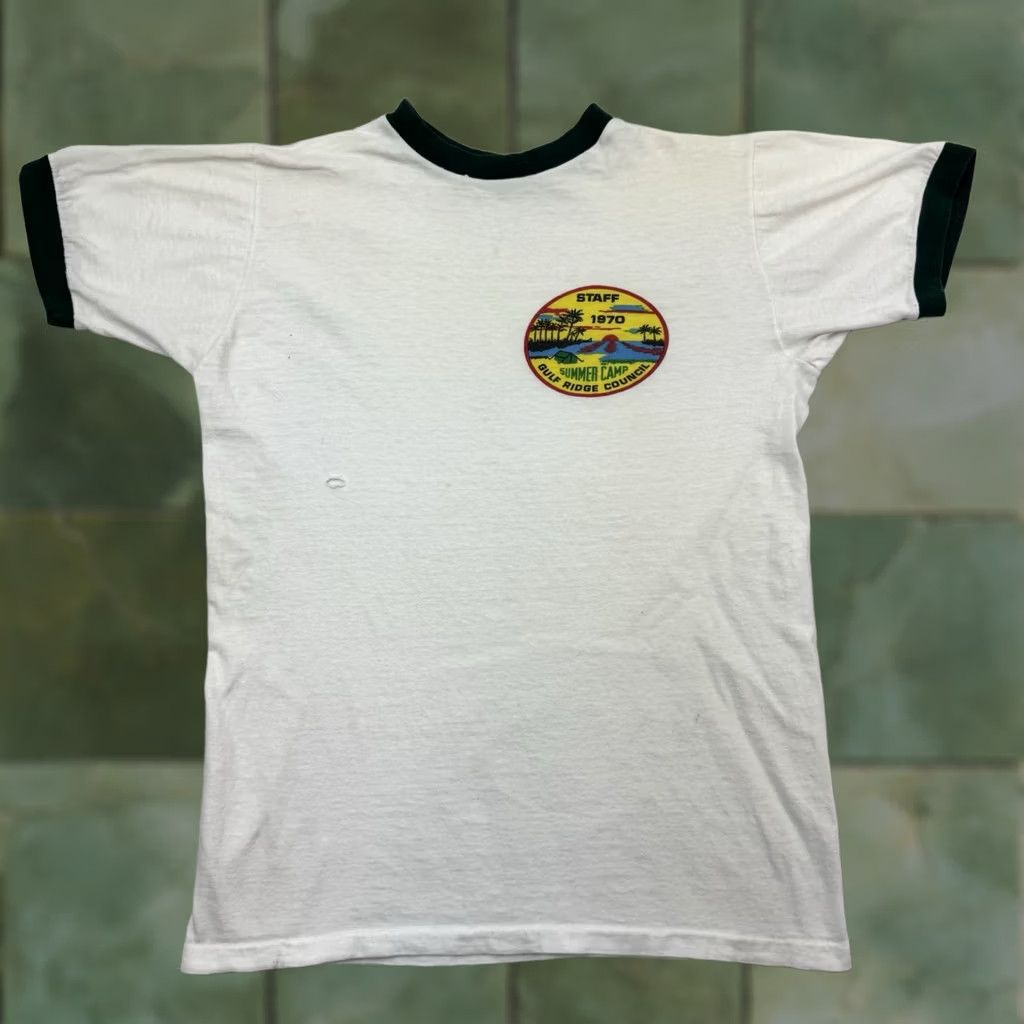 Vintage Vintage Boy Scouts Ringer Shirt Adult Small 1970 Staff Summer Camp 70s USA - Size White Cotton - Size US S / EU 44-46 / 1 - 1 Thumbnail
