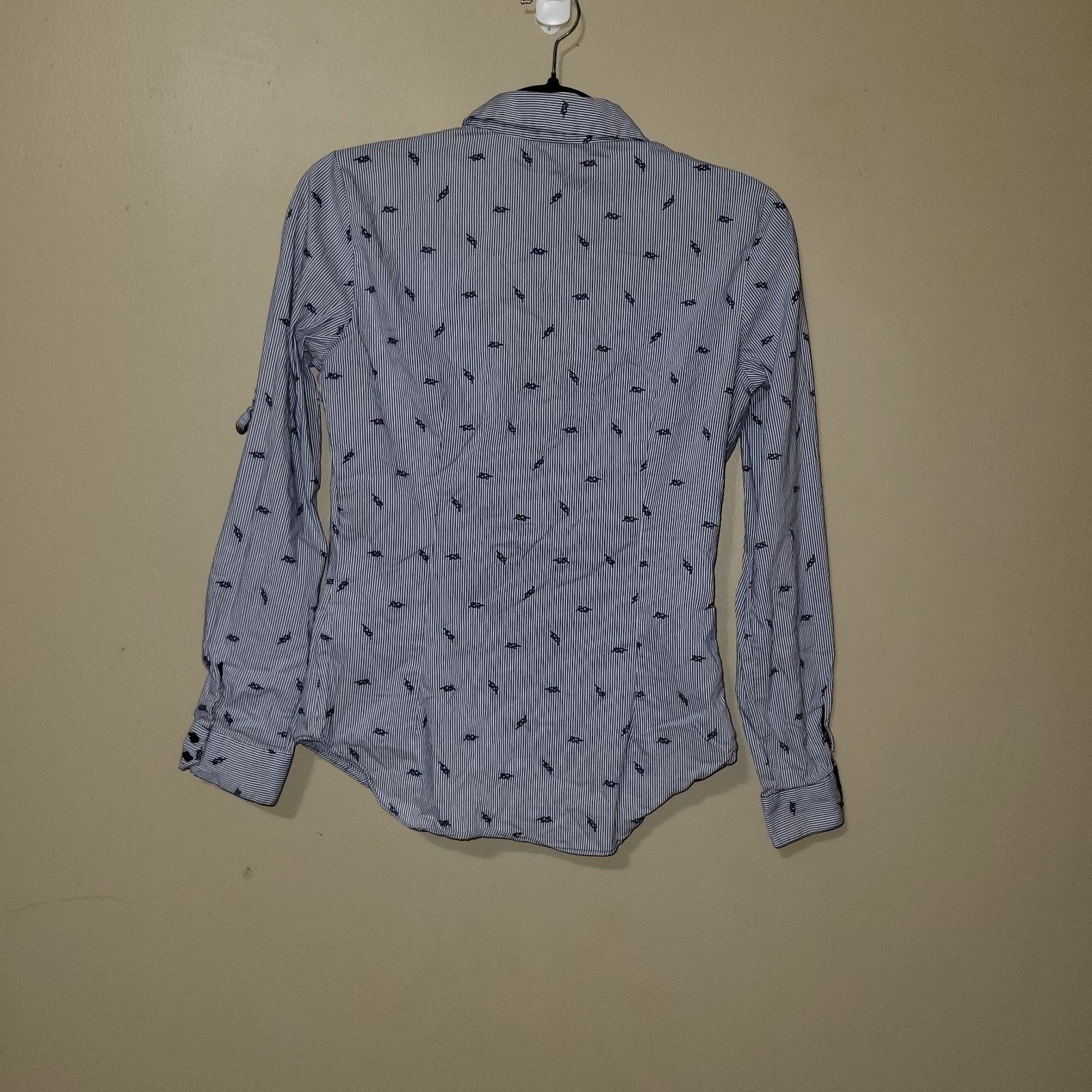 Zara ZARA Basic M Blue White Pinstriped Cotton Blend Shirt Boat Size M / US 6-8 / IT 42-44 - 12 Thumbnail