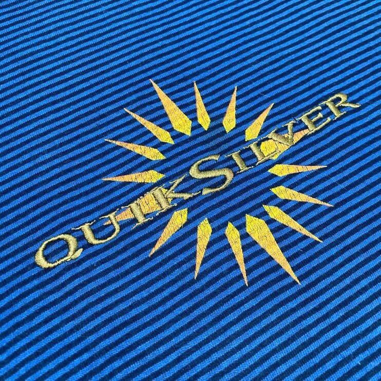 Quiksilver Vintage 90s Quiksilver Blue Yellow Sun Logo Spell Out Tee Size US L / EU 52-54 / 3 - 4 Thumbnail
