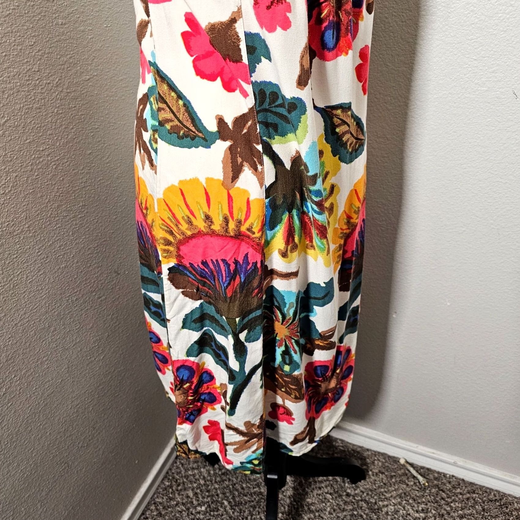 Lucky Brand Lucky Brand Dress Maxi Floral Sleeveless Scoop Neck Beige S Womens Dress, Casual, Wedding, Party, Floral Pattern, Slimming, Cotton Blend Size S / US 4 / IT 40 - 5 Thumbnail