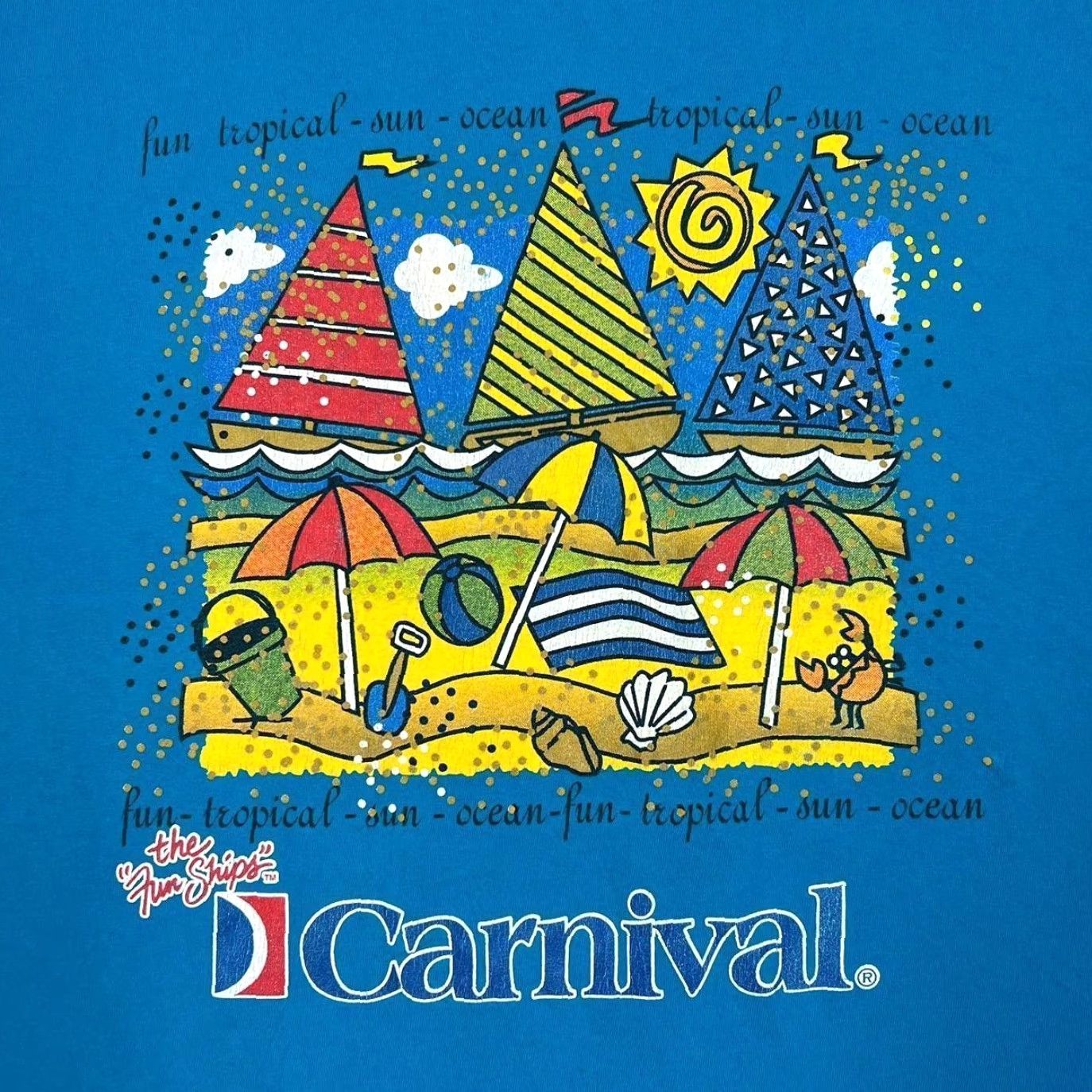 Vintage Vintage The Fun Ships Souvenir T-Shirt Blue XL XXL Graphic Single Stitch 90s Mens T-Shirt Size US XL / EU 56 / 4 - 4 Thumbnail