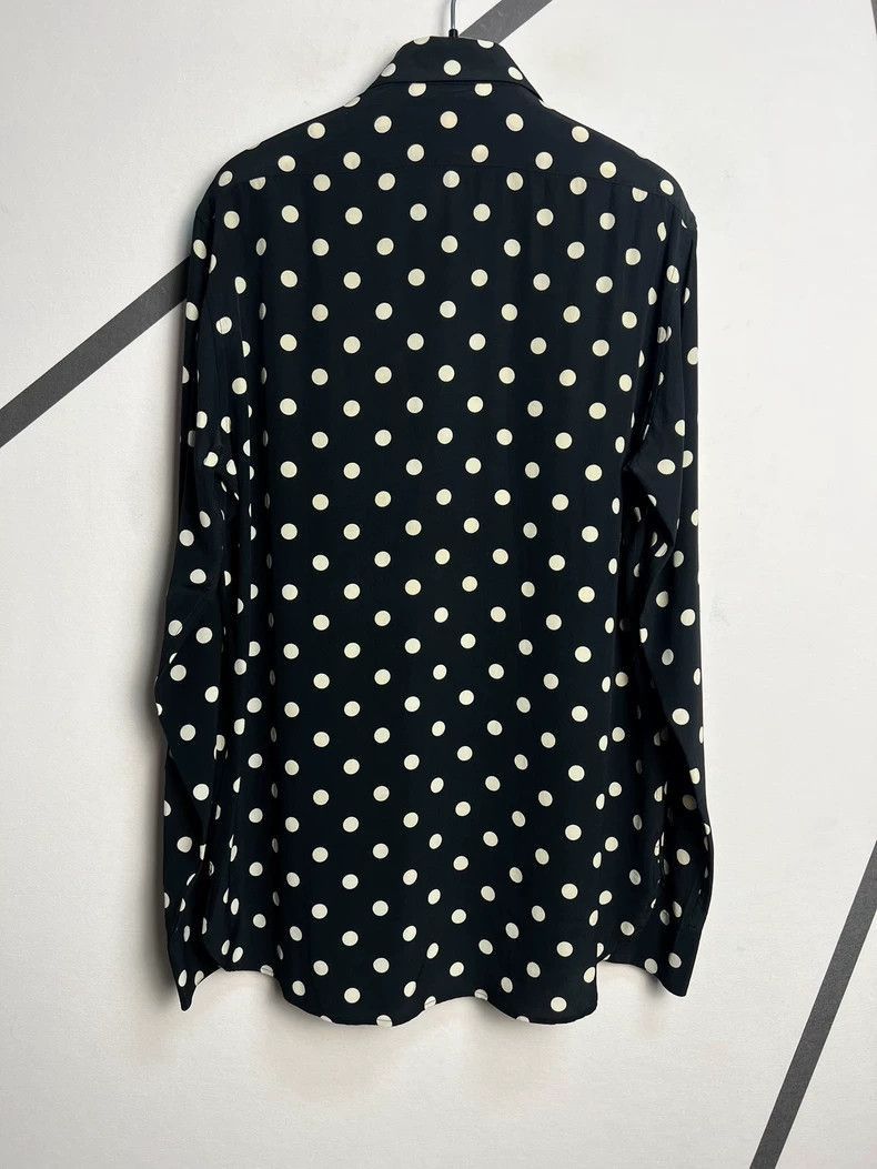 Saint Laurent Paris Saint Laurent Polka Dot Silk Button-Up Shirt- Size US L / EU 52-54 / 3 - 2 Thumbnail
