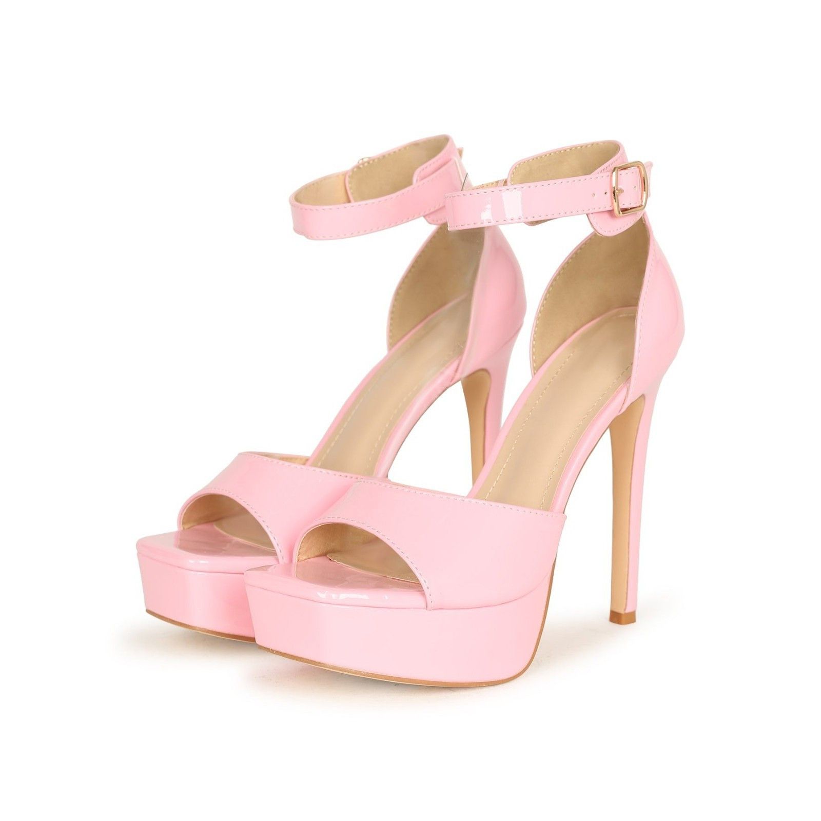 Other Jessica Pink Patent Platform Stiletto High Heels Ankle Strap Size US 8.5 / IT 38.5 - 6 Thumbnail