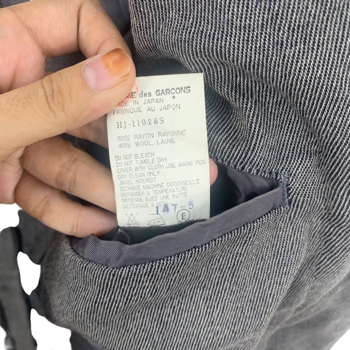Comme des Garcons Vintage 1990 COMME DES GARCONS HOMME Blazer Coat Suit Formal Size 36S - 9 Thumbnail
