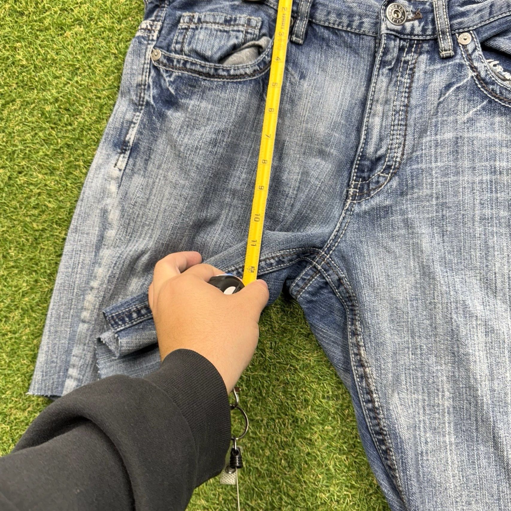 Vintage VINTAGE Helix Denim Shorts Mens 34 Relaxed Fit 90s Grunge Y2K Skater Blue 5-Pocket Stretch Inseam 10in 34x10 Mens Size US 34 / EU 50 - 5 Thumbnail
