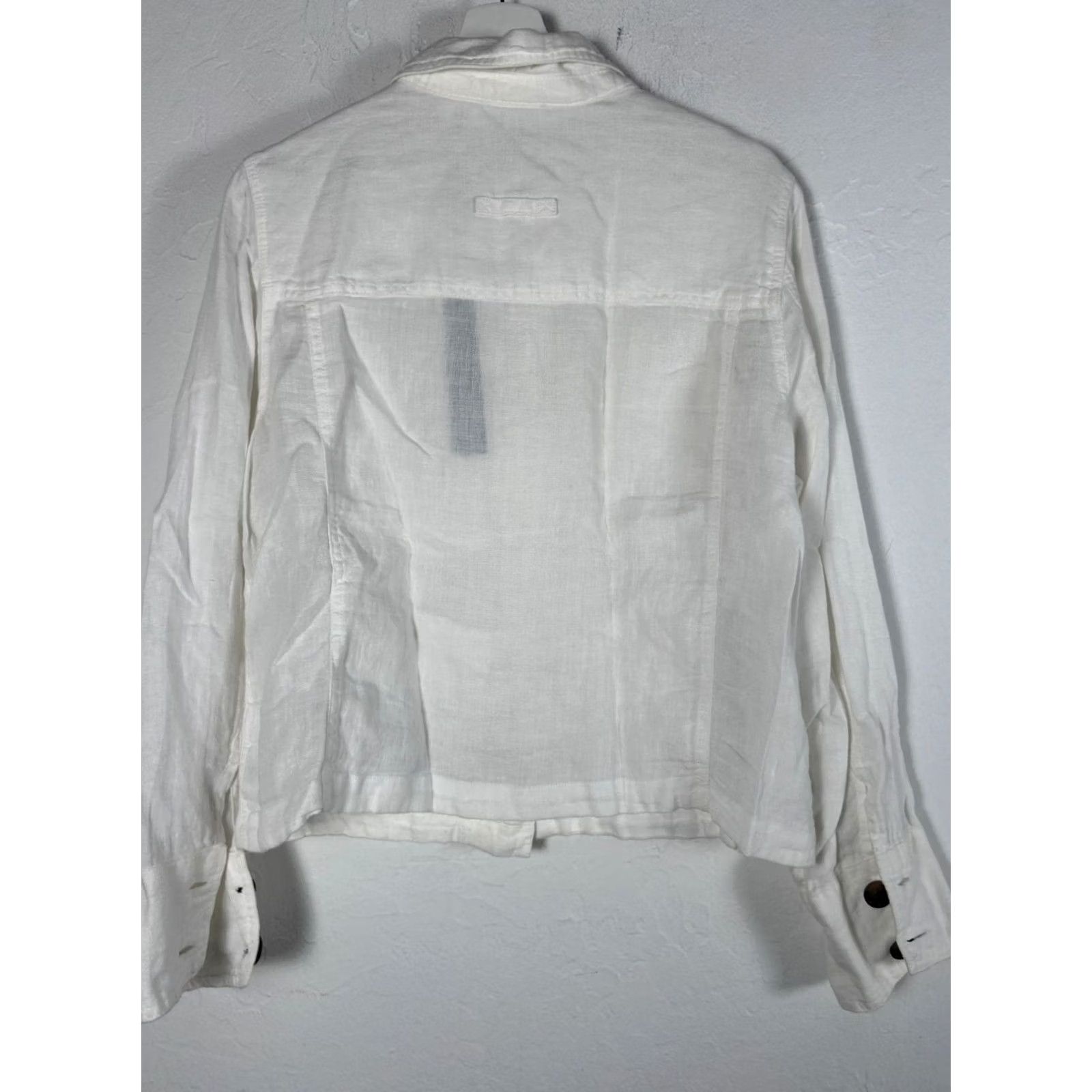 Nicole Miller Nicole Miller Womens Linen Button-Up Jacket Large White Pockets Lightweight New Size L / US 10 / IT 46 - 3 Thumbnail