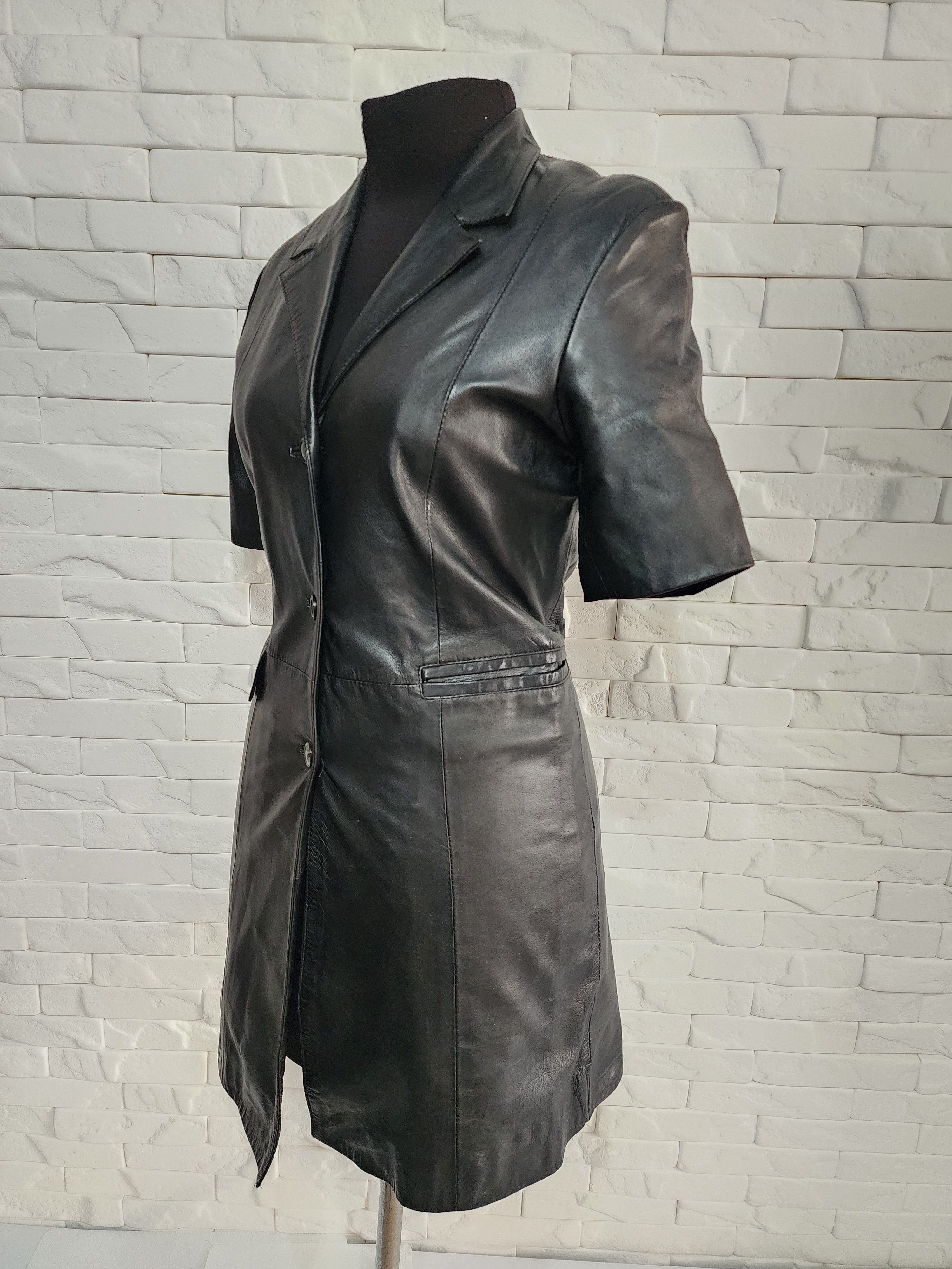 Genuine Leather Stylish long women's leather jacket. Size M / US 6-8 / IT 42-44 - 2 Thumbnail