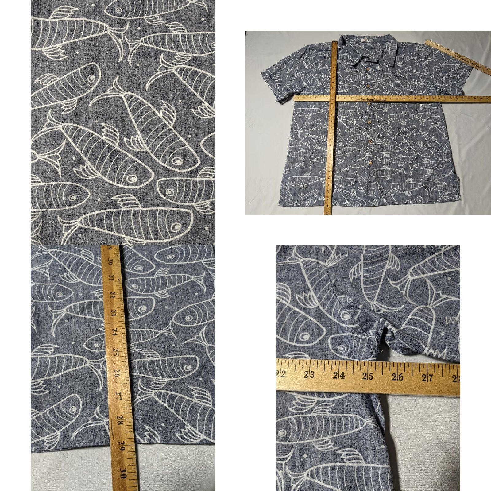 Paradise Barefoot In Paradise Men Button-Up Shirt XL Blue FISH AOP Cardigan? Size US XL / EU 56 / 4 - 8 Thumbnail