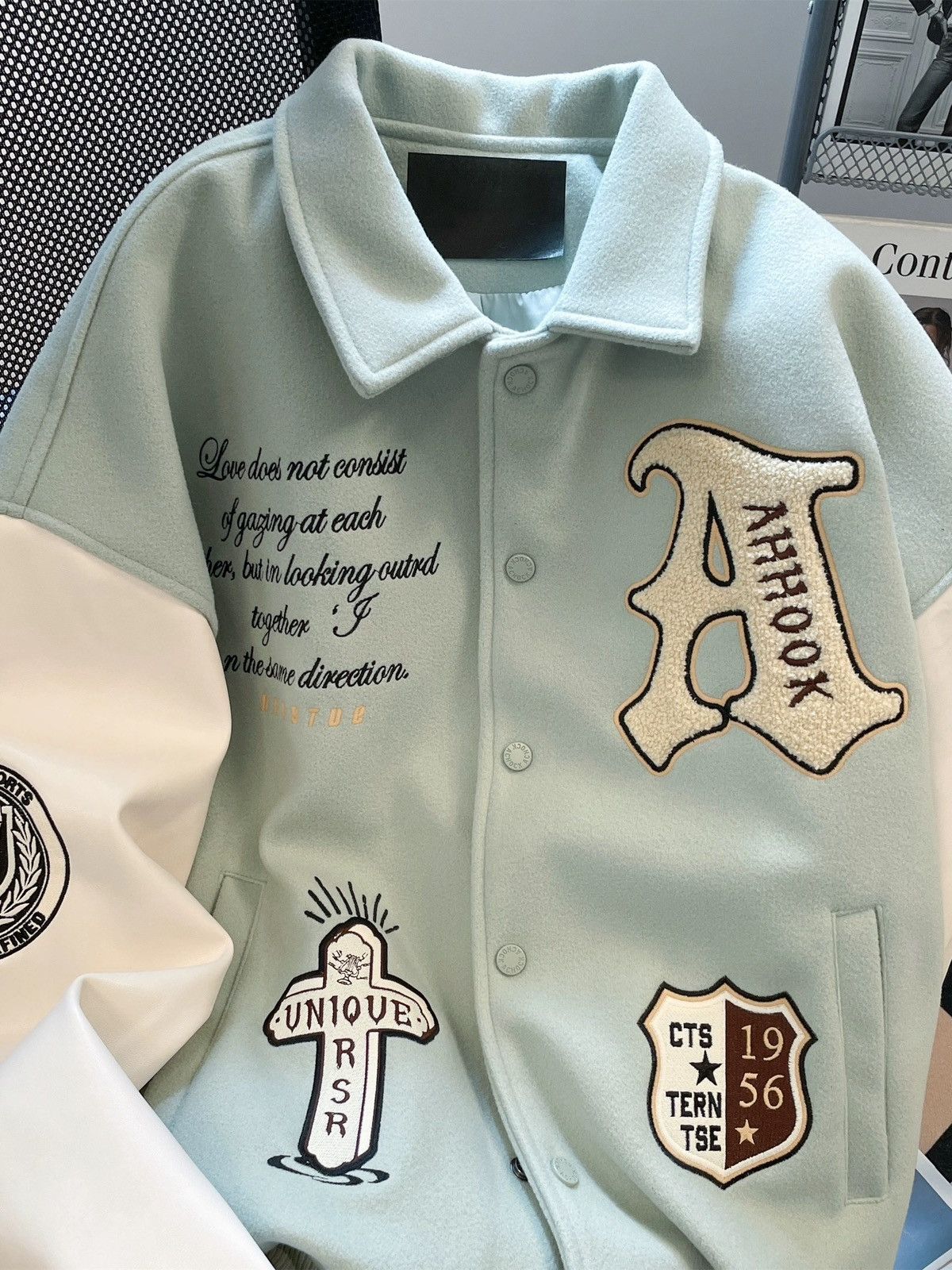 Other Embroidered Baseball Jacket – Heavyweight Hip-Hop Vintage Size US XL / EU 56 / 4 - 2 Thumbnail